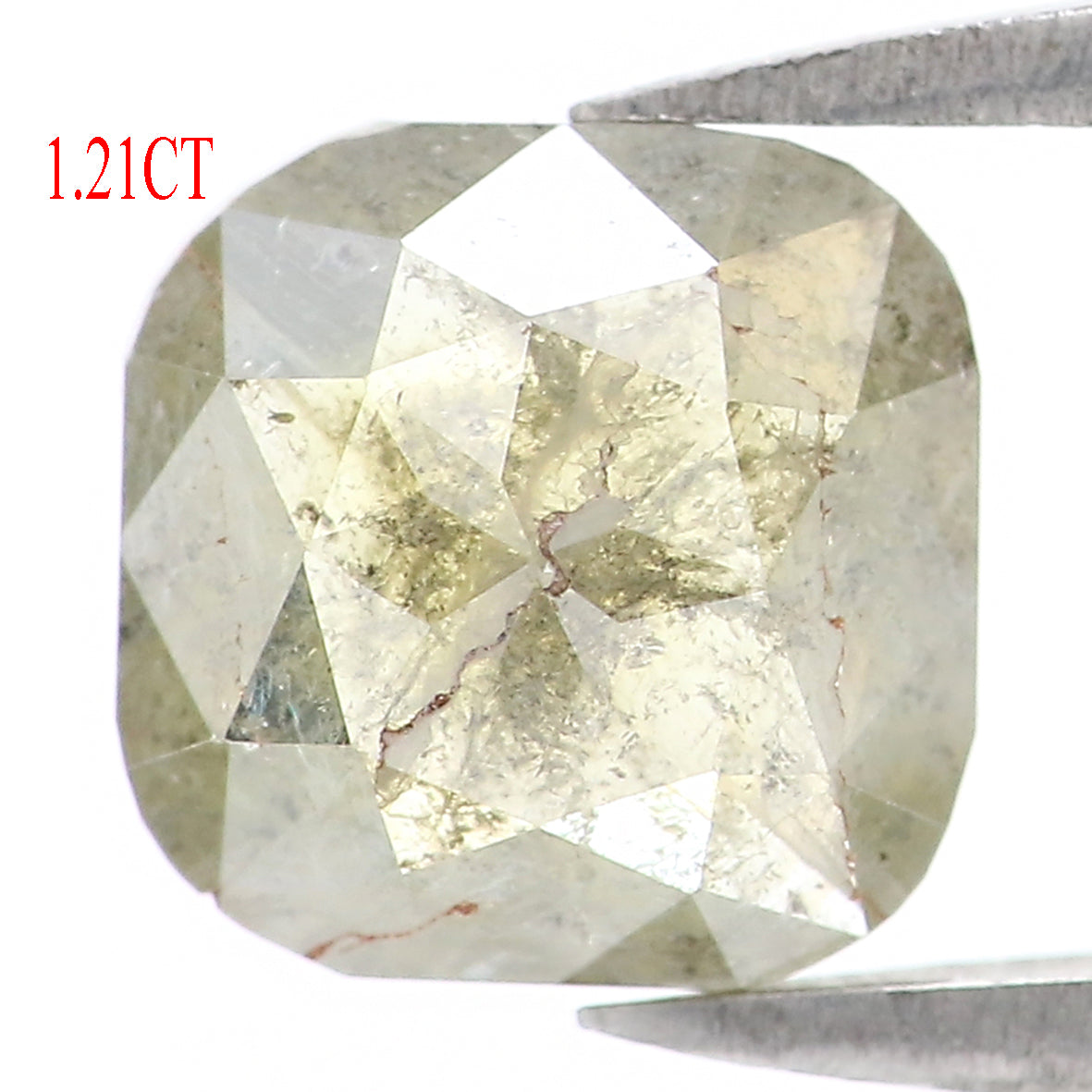 Natural Loose Cushion Diamond Yellow Green Color 1.21 CT 6.40 MM Cushion Shape Rose Cut Diamond L8441