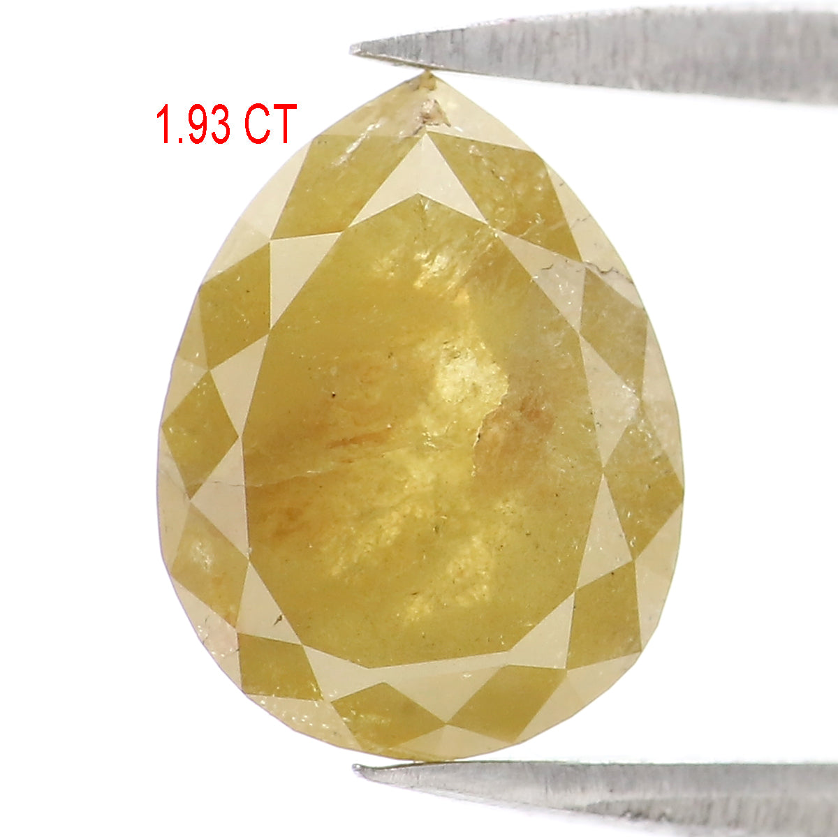 1.93 CT Natural Loose Pear Shape Diamond Yellow Color Pear Cut Diamond 9.35 MM Natural Loose Yellow Diamond Pear Rose Cut Diamond LQ2693