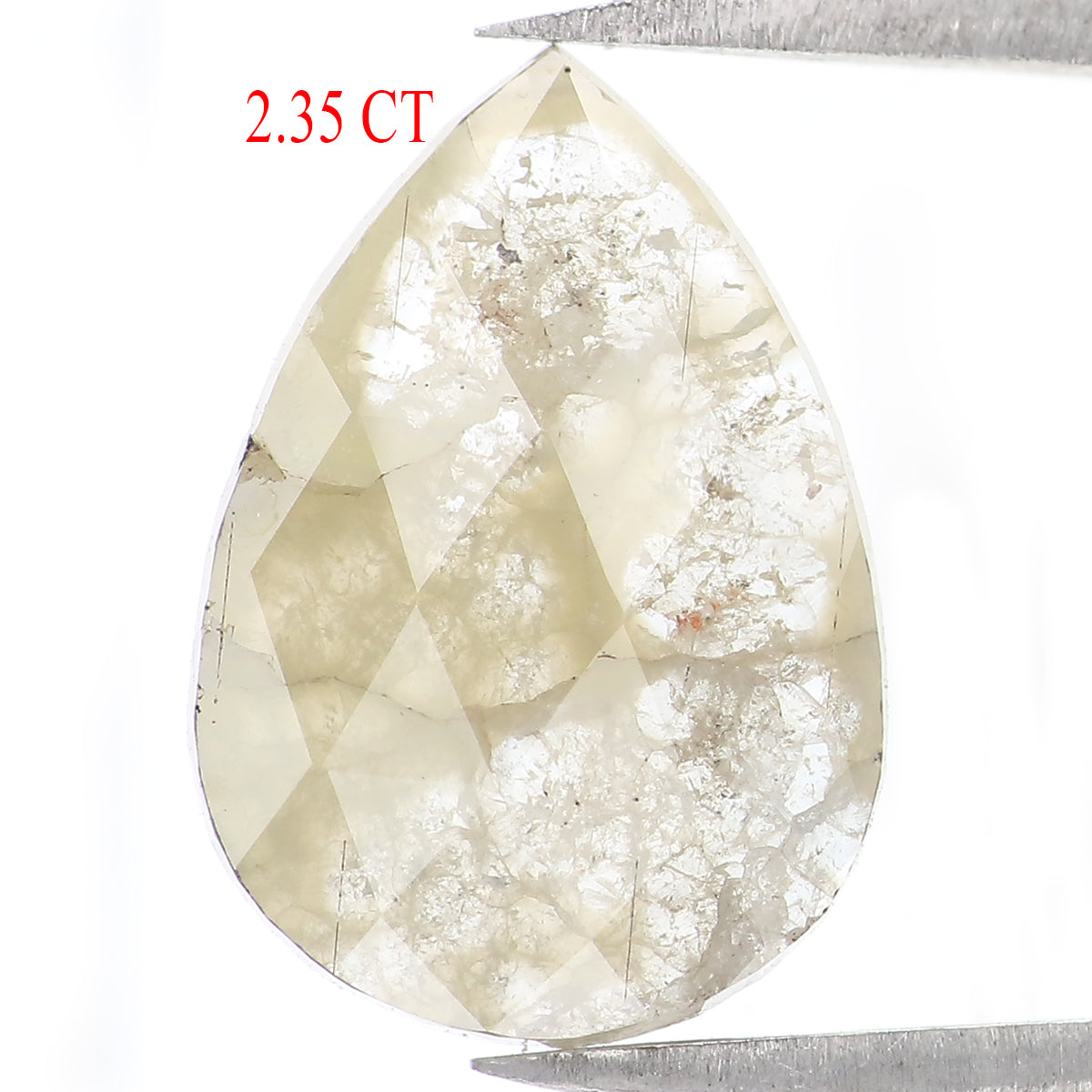 2.35 CT Natural Loose Pear Shape Diamond Yellow Color Pear Cut Diamond 13.85 MM Natural Loose Diamond Grey Color Pear Rose Cut Diamond LQ1556