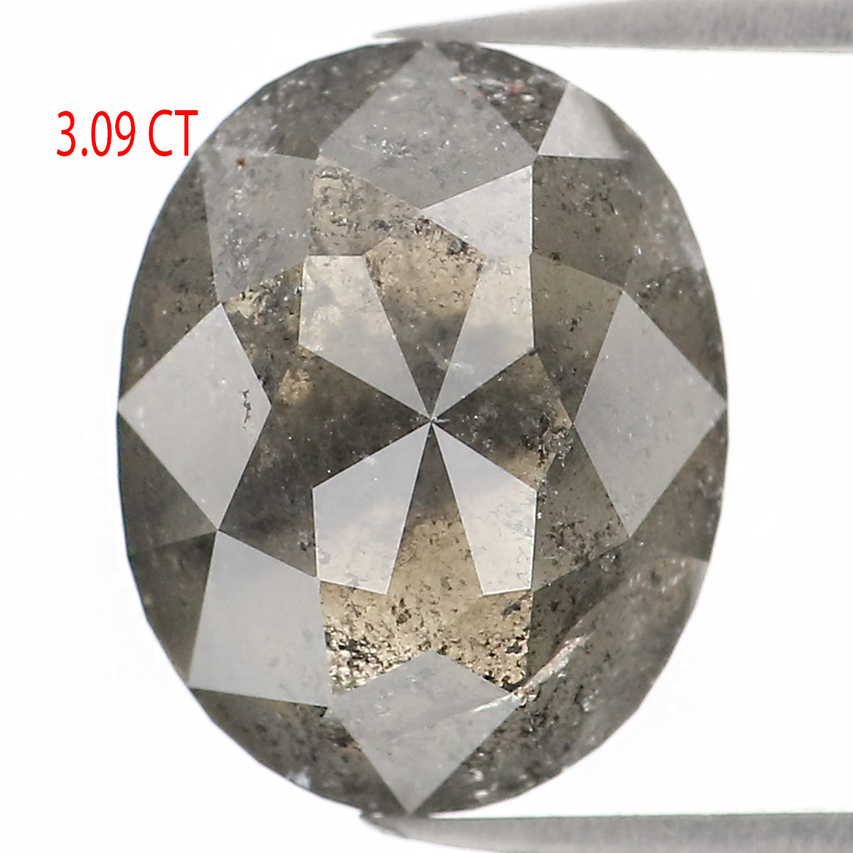 3.09 Ct Natural Loose Oval Shape Diamond Salt And Pepper Oval Diamond 9.90 MM Natural Diamond Black Grey Color Oval Rose Cut Diamond QL1145