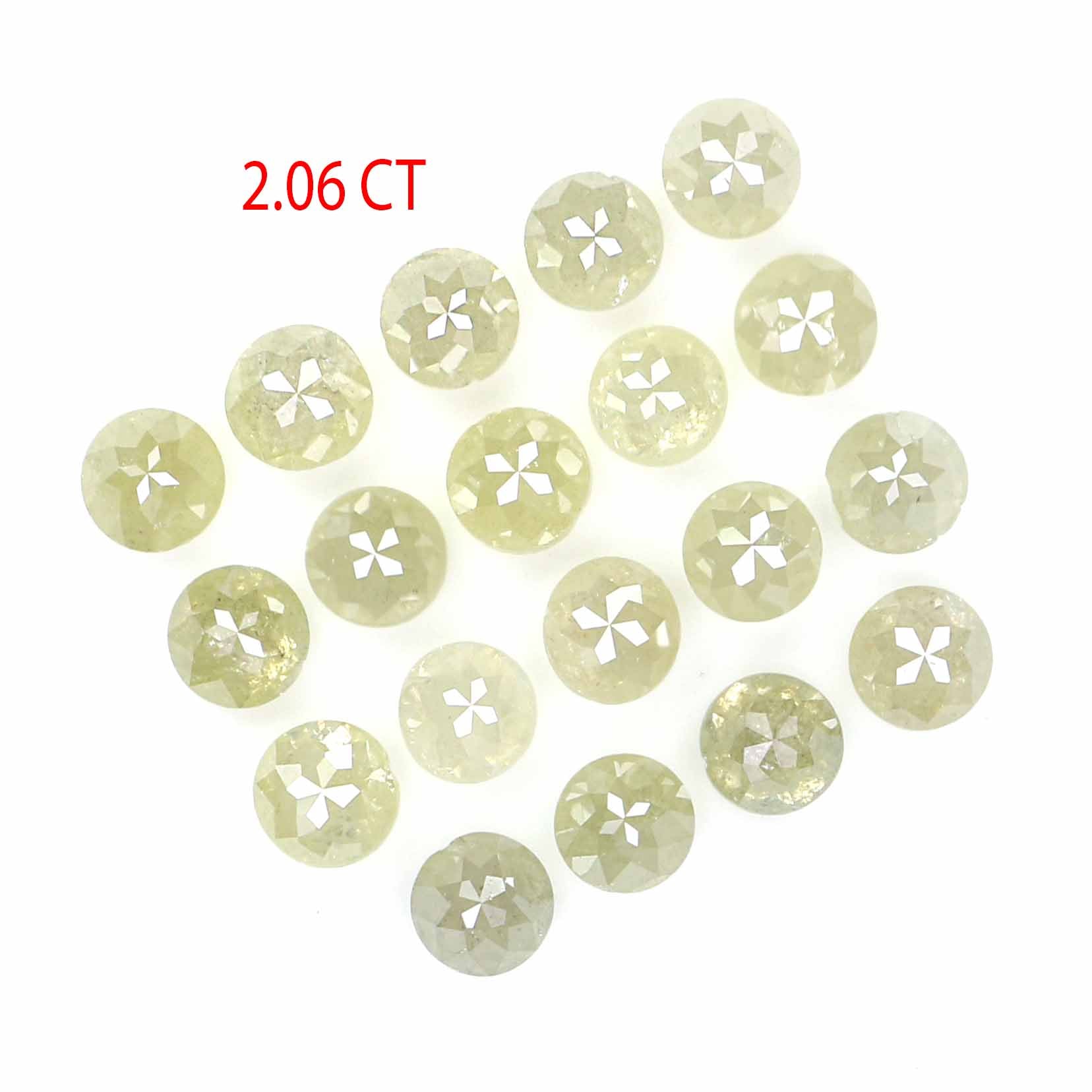 2.06 CT Natural Loose Round Rose Cut Diamond Grey Color Round Shape Diamond 2.60 MM Natural Loose Green Color Round Rose Cut Diamond LQ5181
