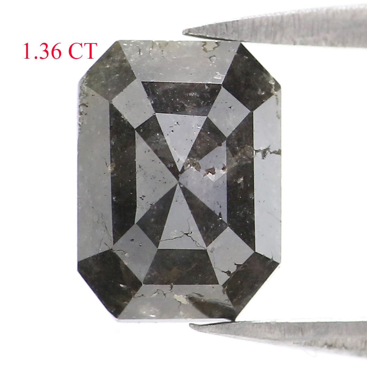 1.36 CT Natural Loose Emerald Shape Diamond Salt And Pepper Emerald Cut Diamond 7.95 MM Natural Black Grey Emerald Rose Cut Diamond KQ2634