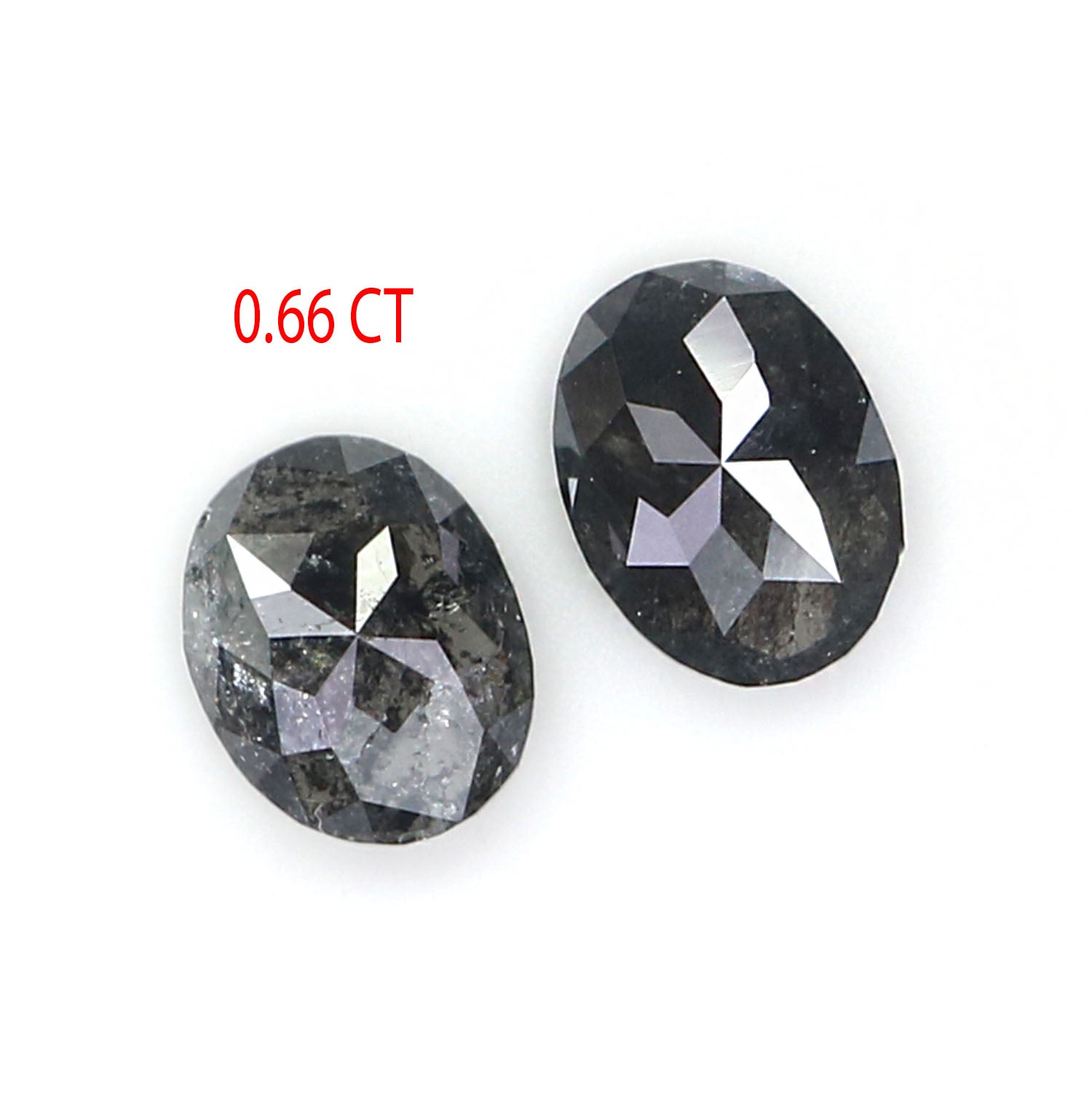 0.66 CT Natural Loose Oval Cut Pair Diamond Salt And Pepper Oval Cut Diamond 4.95 MM Natural Diamond Black Grey Oval Rose Cut Diamond QL2545