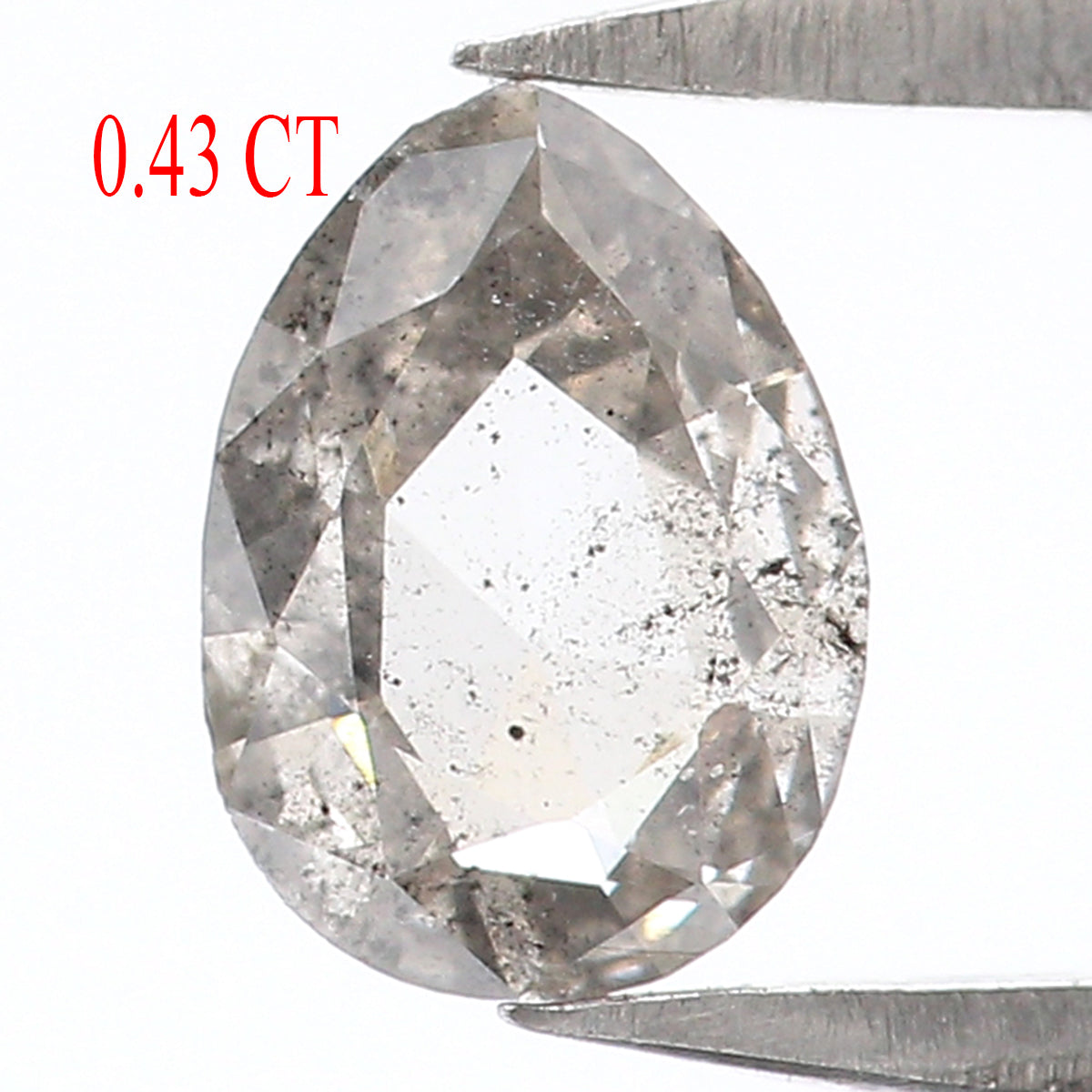 0.43 CT Natural Loose Pear Shape Diamond Salt And Pepper Pear Cut Diamond 6.50 MM Natural Black Grey Color Pear Rose Cut Diamond KQ1846
