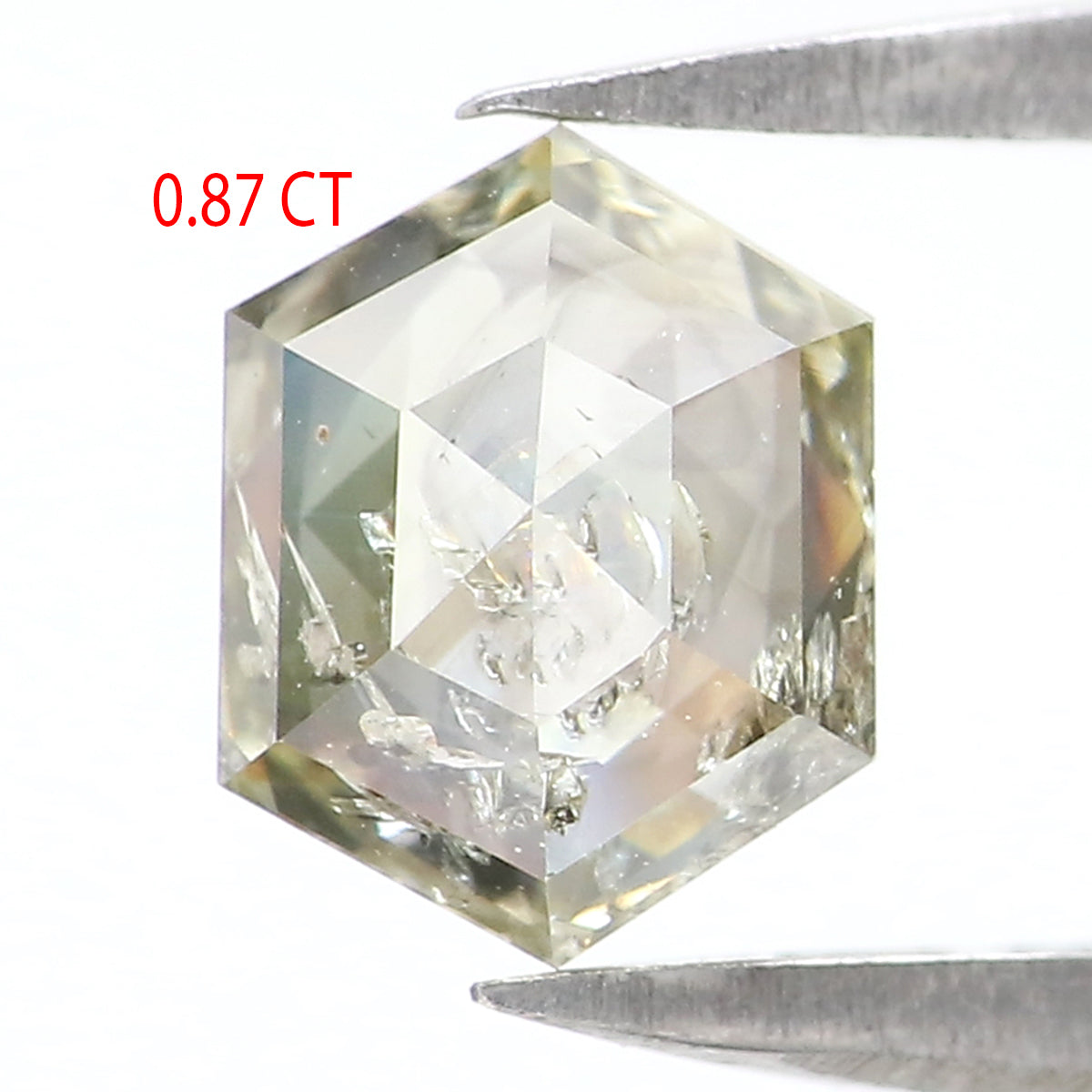 0.87 CT Natural Loose Hexagon Shape Diamond Green Hexagon Rose Cut Diamond 6.70 MM Natural Loose Green Color Hexagon Rose Cut Diamond QL2604