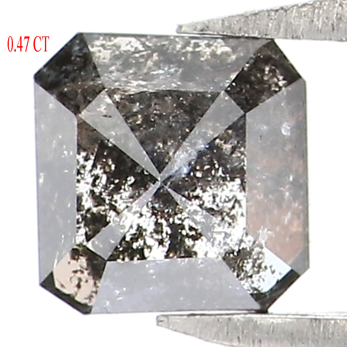 0.47 CT Natural Loose Emerald Shape Diamond Salt And Pepper Emerald Shape Diamond 4.50 MM Black Grey Color Emerald Rose Cut Diamond QL6853