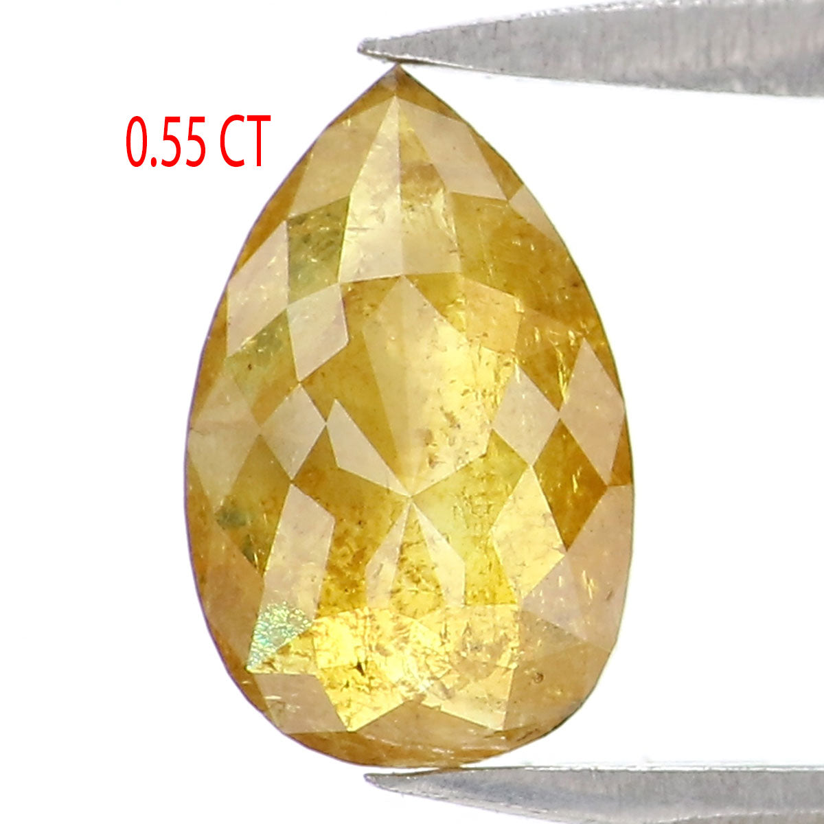 0.55 CT Natural Loose Pear Shape Diamond Yellow Color Pear Shape Diamond 7.60 MM Natural Loose Yellow Diamond Pear Rose Cut Diamond QK2580