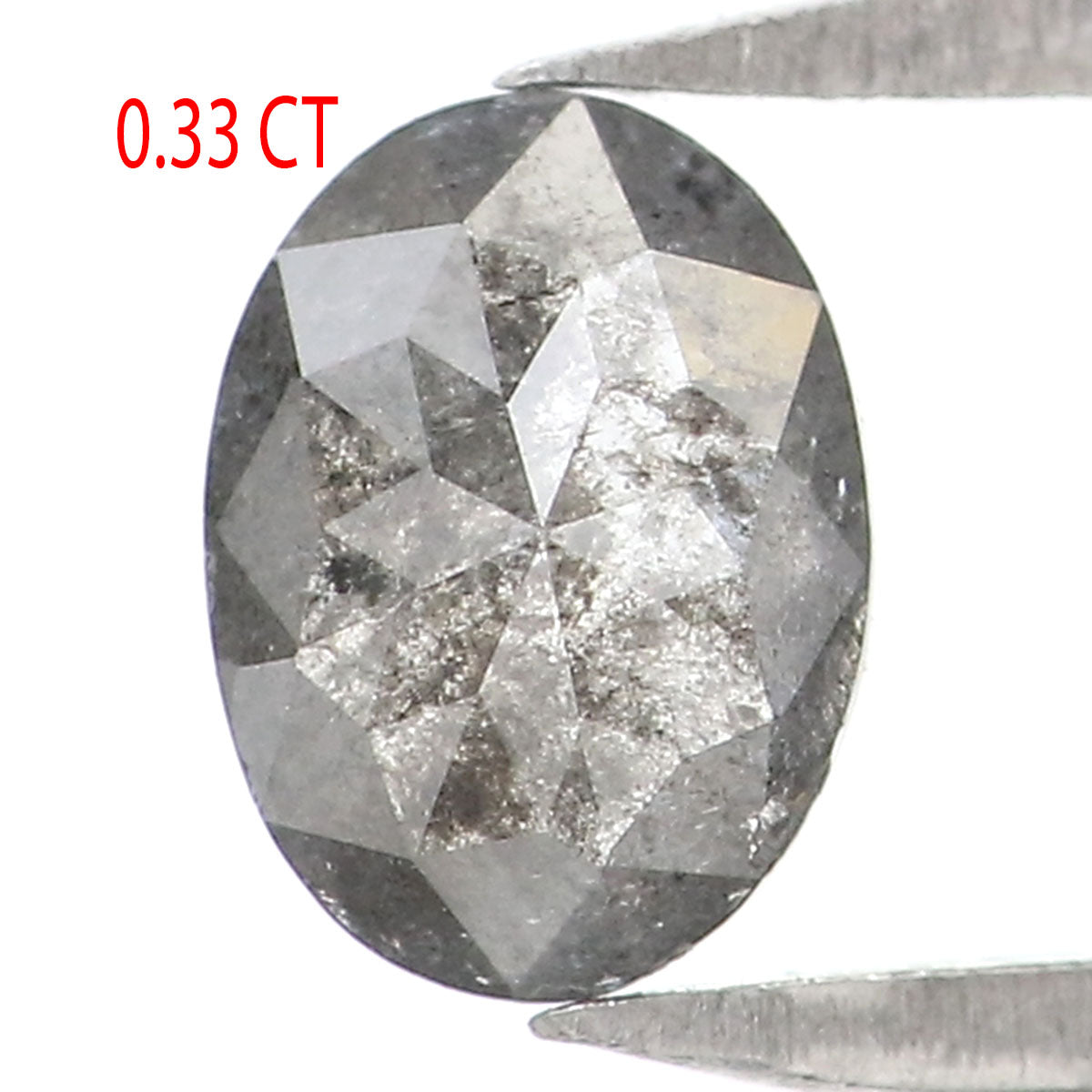 0.33 CT Natural Loose Oval Shape Diamond Salt And Pepper Oval Diamond 5.45 MM Natural Loose Black Grey Color Oval Rose Cut Diamond KQ2574