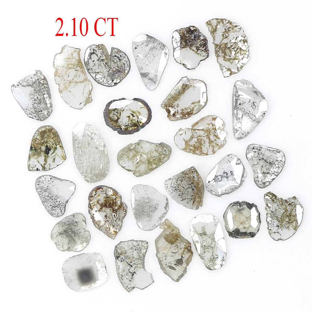 2.10 Ct Natural Loose Slice Shape Diamond Salt And Pepper Slice Cut Diamond 3.30 MM Natural Black Grey Diamond Irregular Cut Diamond LQ1667