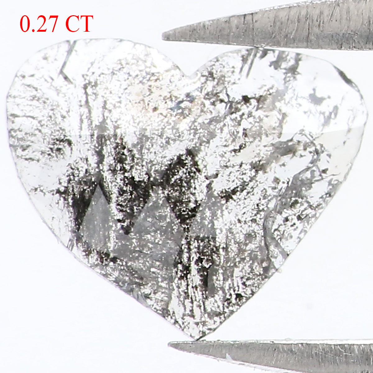 0.27 CT Natural Loose Heart Shape Diamond Salt And Pepper Heart Cut Diamond 5.55 MM Natural Black Grey Color Heart Rose Cut Diamond LQ1635