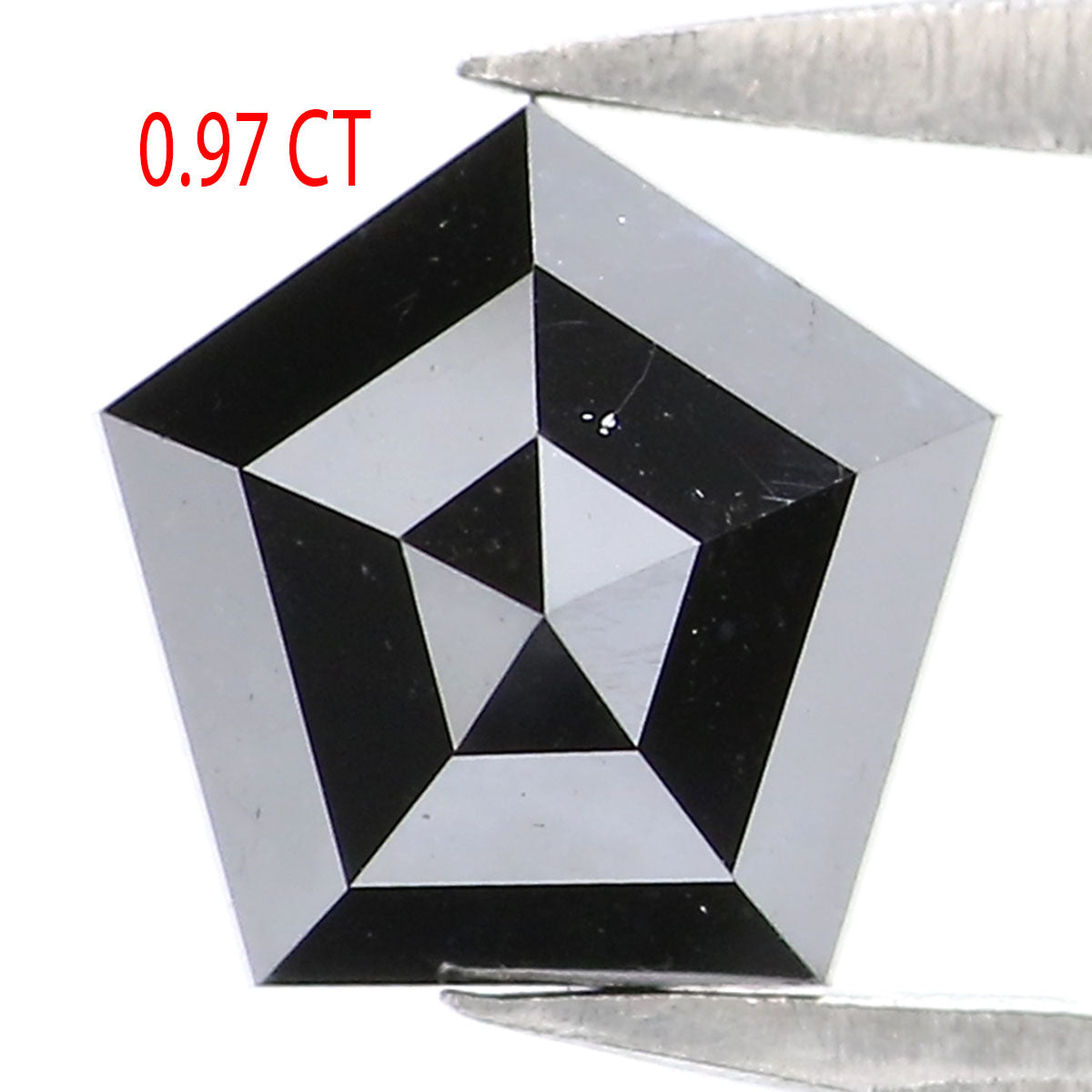 0.97 Ct Natural Loose Pentagon Shape Diamond Black Color Pentagon Diamond 6.30 MM Natural Loose Black Color Pentagon Rose Cut Diamond LQ9613
