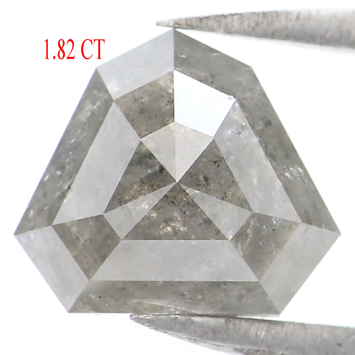 1.82 Ct Natural Loose Shield Shape Diamond Salt And Pepper Shield Cut Diamond 7.70 MM Natural Gray Color Shield Rose Cut Diamond KQ1311