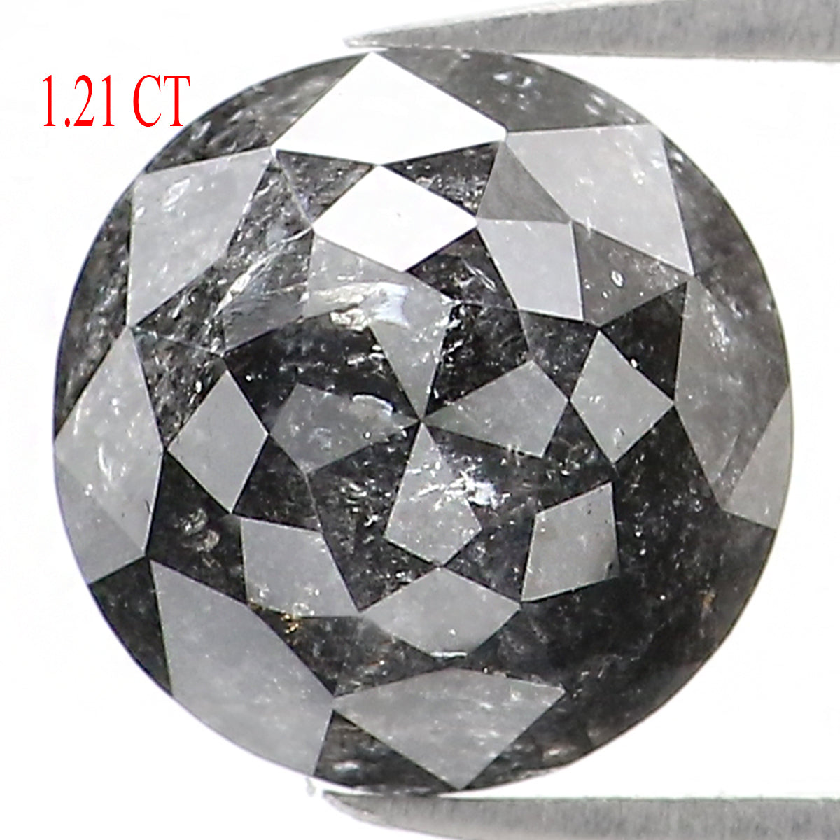 Natural Loose Round Rose Cut Salt And Pepper Diamond Black Grey Color 1.21 CT 6.80 MM Rose Cut Shape Diamond L1164