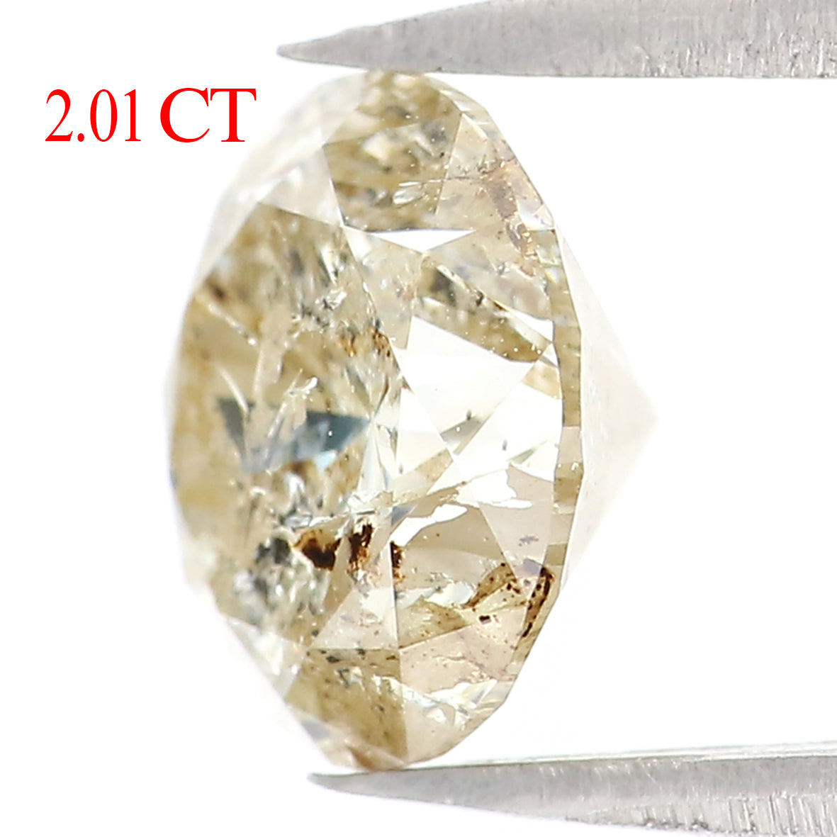 2.01 Ct Natural Loose Round Shape Diamond Brown Color Round Diamond 7.85 MM Natural Loose Brown Diamond Round Brilliant Cut Diamond QL405