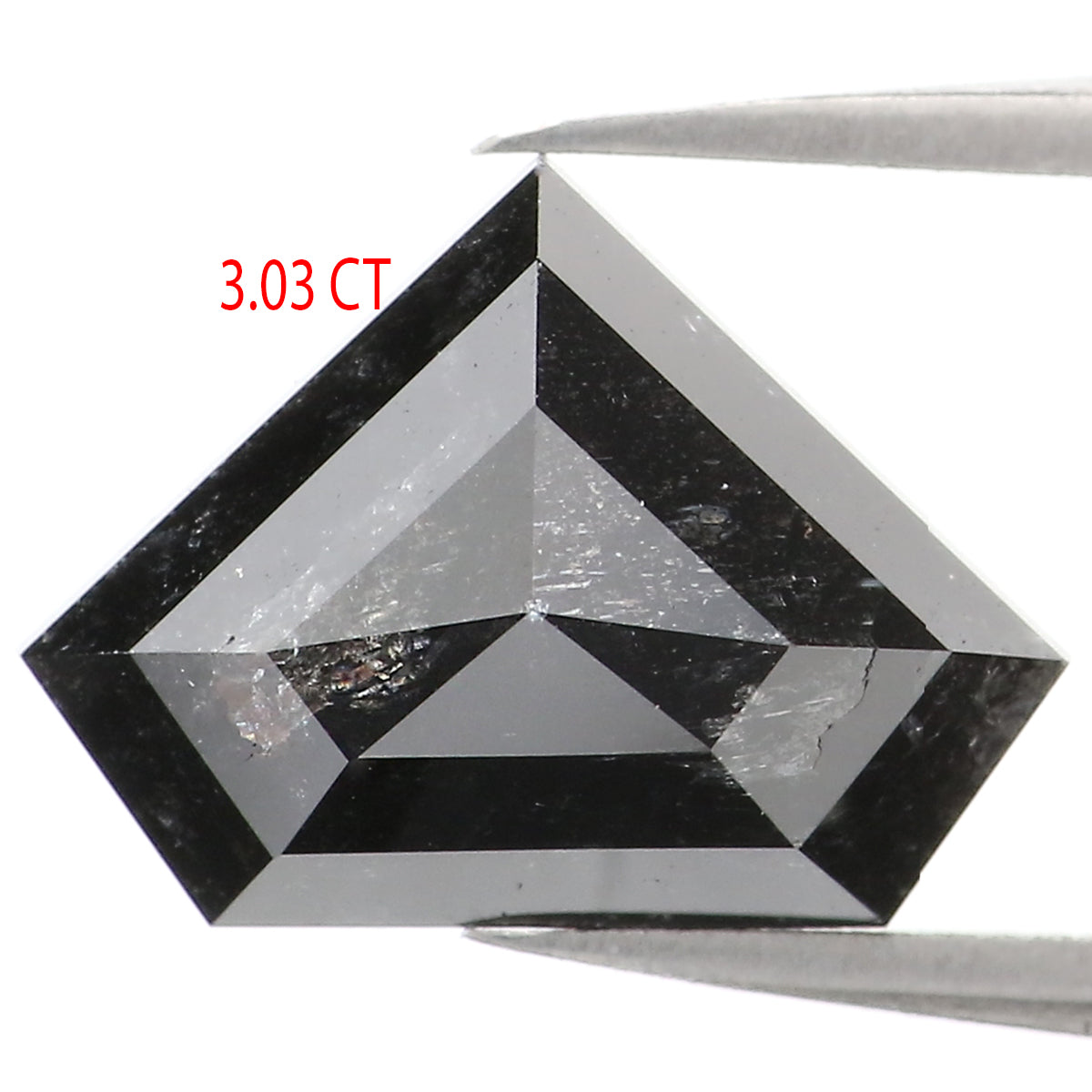 3.03 Ct Natural Loose Shield Shape Diamond Salt And Pepper Shield Cut Diamond 8.20 MM Black Gray Color Shield Shape Rose Cut Diamond QL1117