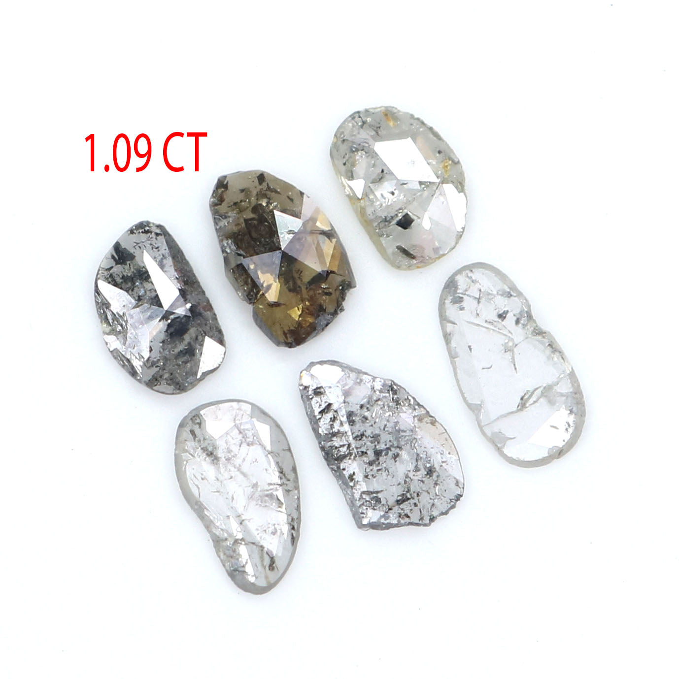 1.09 Ct Natural Loose Slice Shape Diamond Slice Salt And Pepper Diamond 5.25 MM Slice Natural Loose Diamond Slice Black Grey Diamond LQ2503