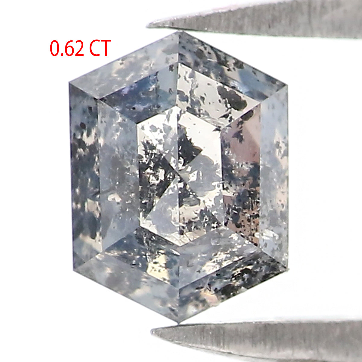 0.62 CT Natural Loose Hexagon Shape Diamond Salt And Pepper Hexagon Diamond 5.70 MM Black Grey Color Hexagon Shape Rose Cut Diamond QK2593