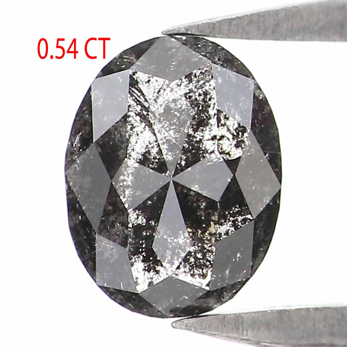 0.54 CT Natural Loose Oval Shape Diamond Salt And Pepper Oval Shape Diamond 5.95 MM Natural Black Grey Color Oval Rose Cut Diamond LQ2488
