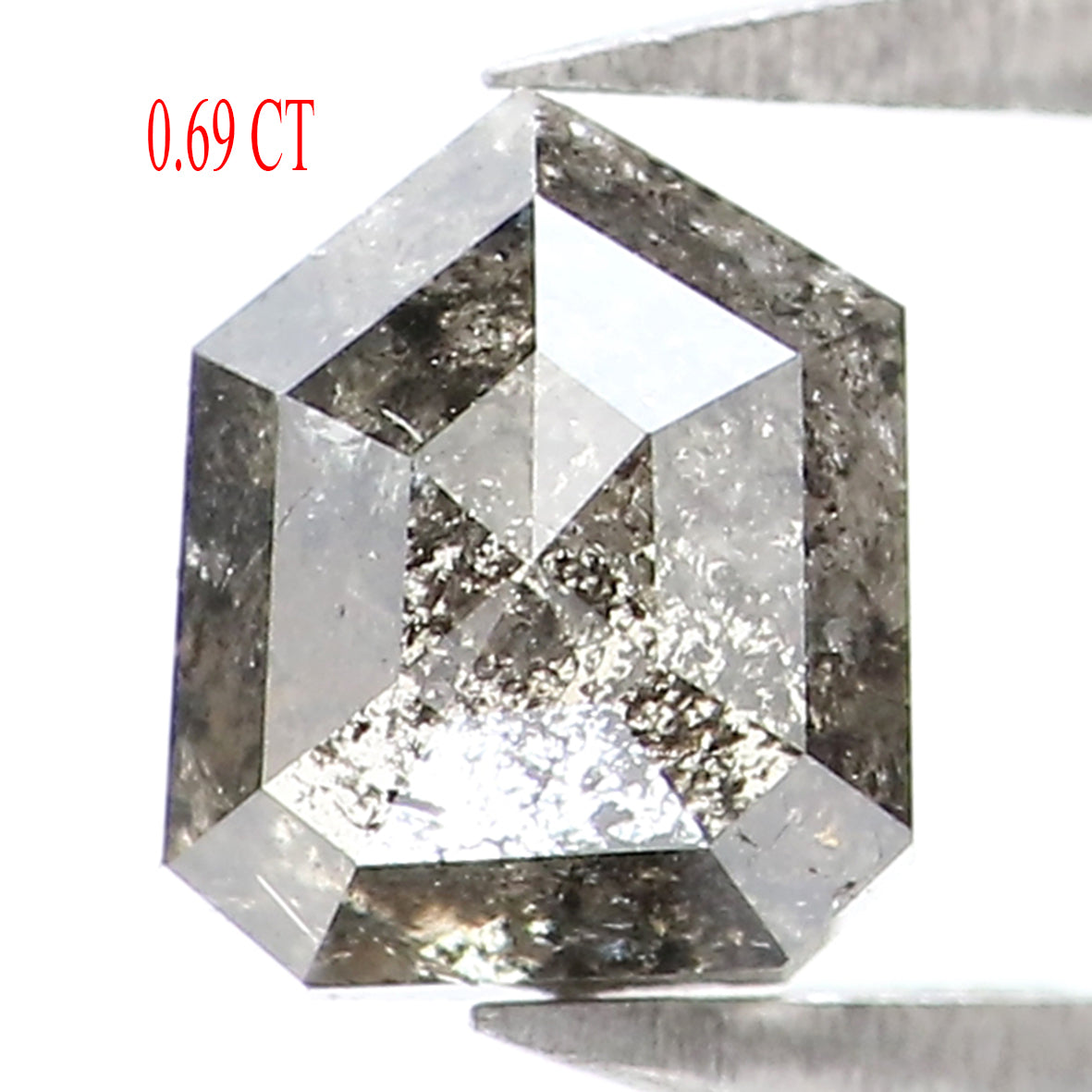 0.69 CT Natural Loose Shield Shape Diamond Salt And Pepper Shield Diamond 5.30 MM Natural Black Grey Color Shield Rose Cut Diamond LQ7095
