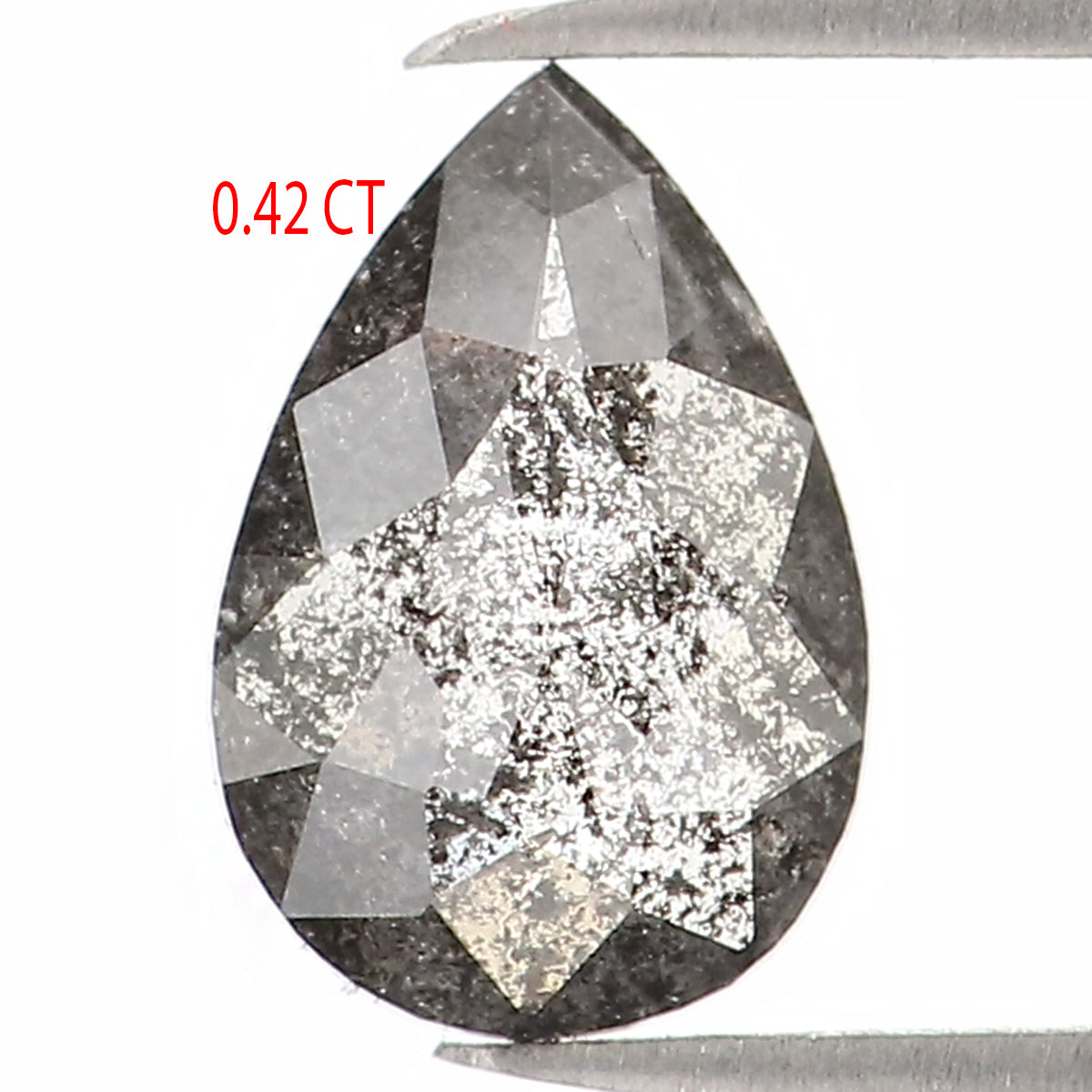 0.42 CT Natural Loose Pear Shape Diamond Salt And Pepper Pear Rose Cut Diamond 6.10 MM Black Grey Color Pear Shape Rose Cut Diamond KQ2393