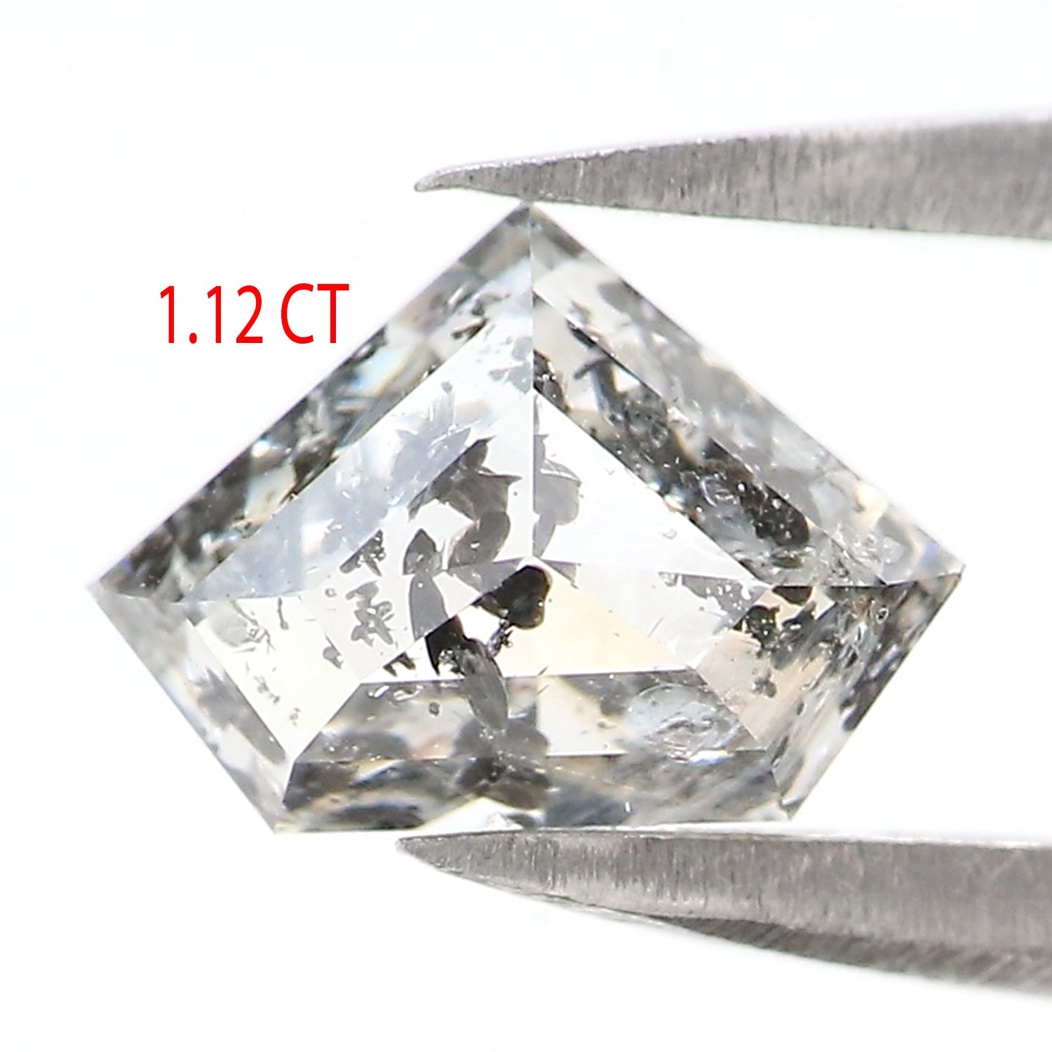 1.12 Ct Natural Loose Shield Shape Diamond Salt And Pepper Diamond 5.60 MM Natural Diamond Black Grey Color Shield Rose Cut Diamond QL2593