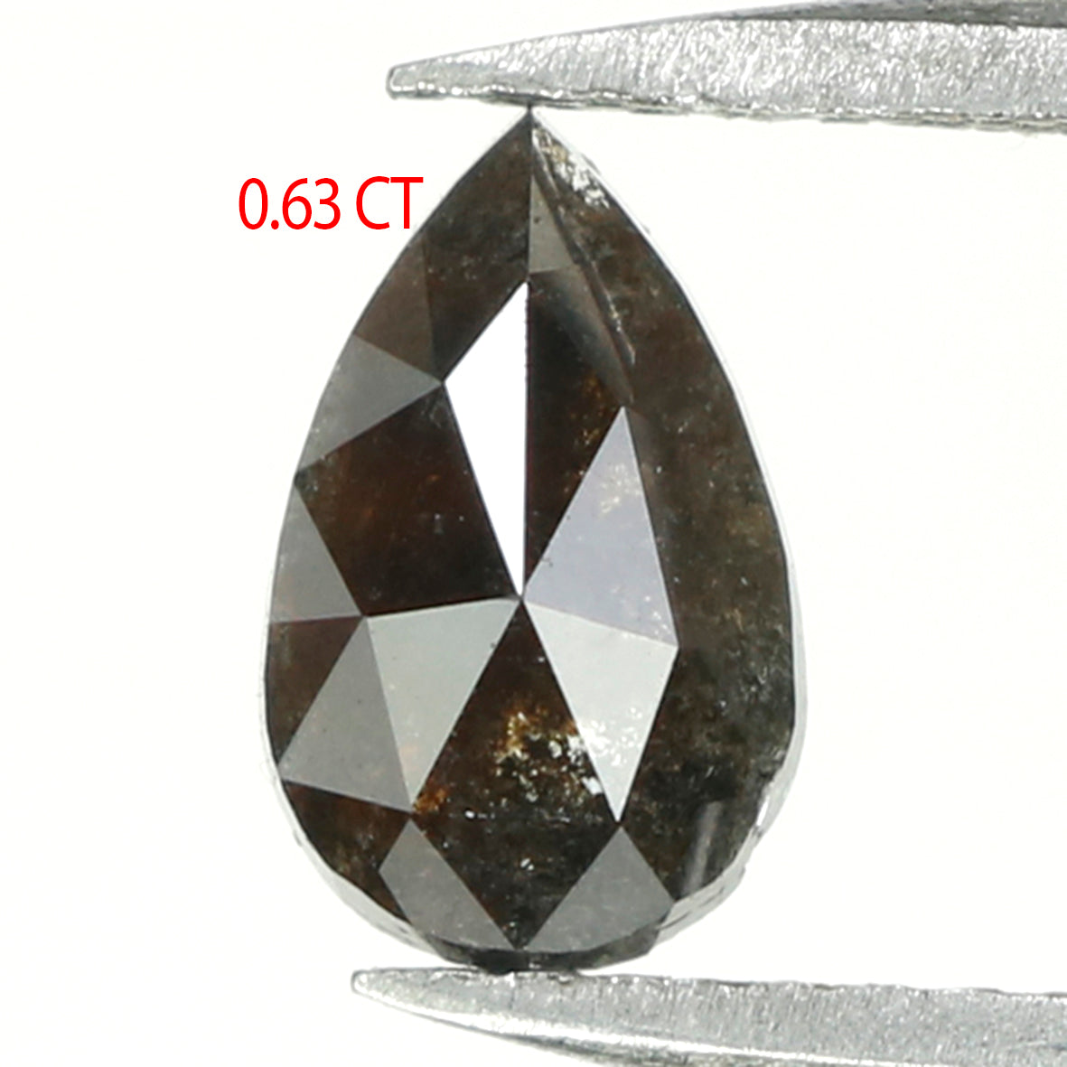 0.63 CT Natural Loose Pear Shape Diamond Black Color Pear Cut Diamond 7.20 MM Natural Loose Black Color Diamond Pear Rose Cut Diamond KQ2337