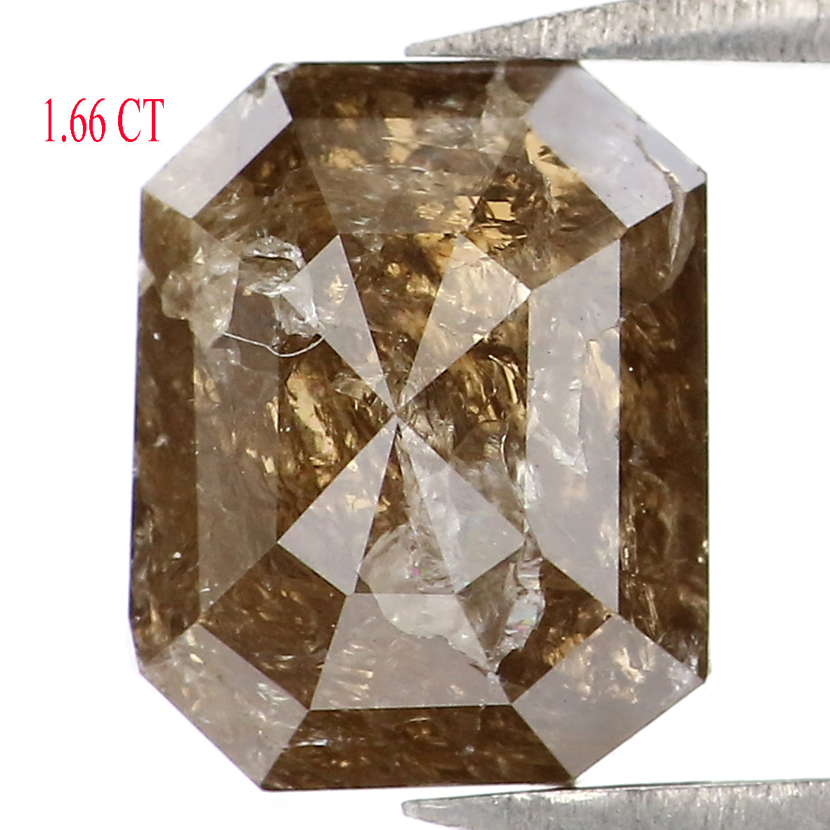 Natural Loose Emerald Diamond Brown Color 1.66 CT 7.90 MM Emerald Shape Rose Cut Diamond L7671
