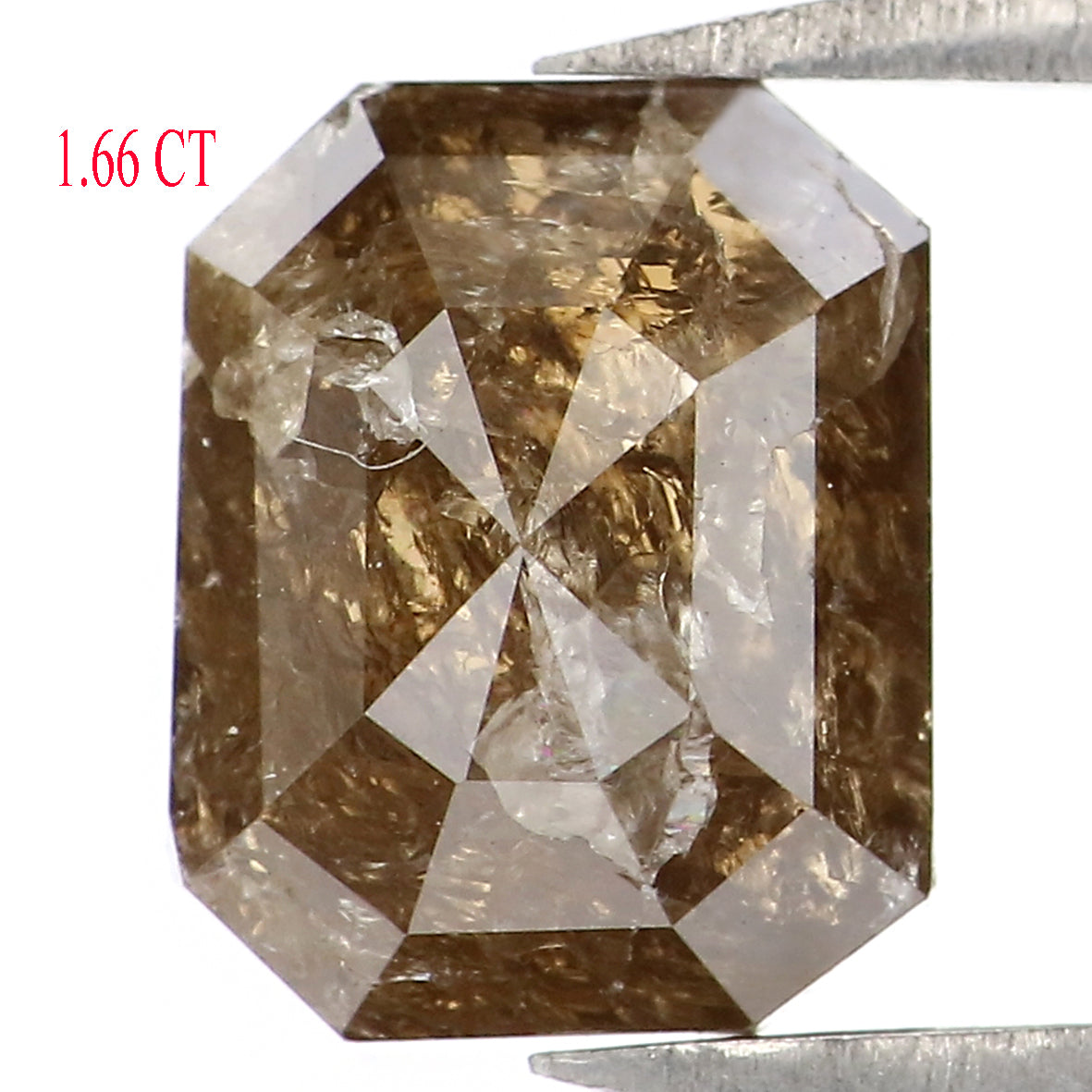 1.66 Ct Natural Loose Emerald Shape Diamond Brown Color Emerald Diamond 7.90 MM Natural Brown Color Diamond Emerald Rose Cut Diamond LQ7671