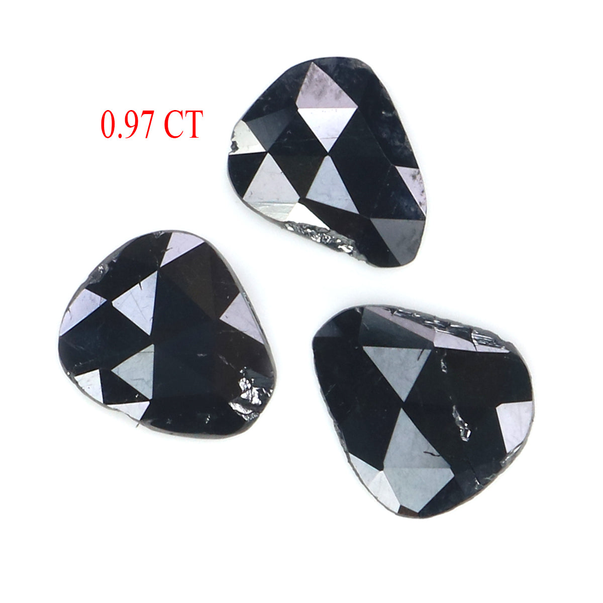 0.97 CT Natural Loose Slice Shape Diamond Black Color Slice Cut Diamond 6.75 MM Natural Loose Black Color Slice Rose Cut Diamond KQ2627