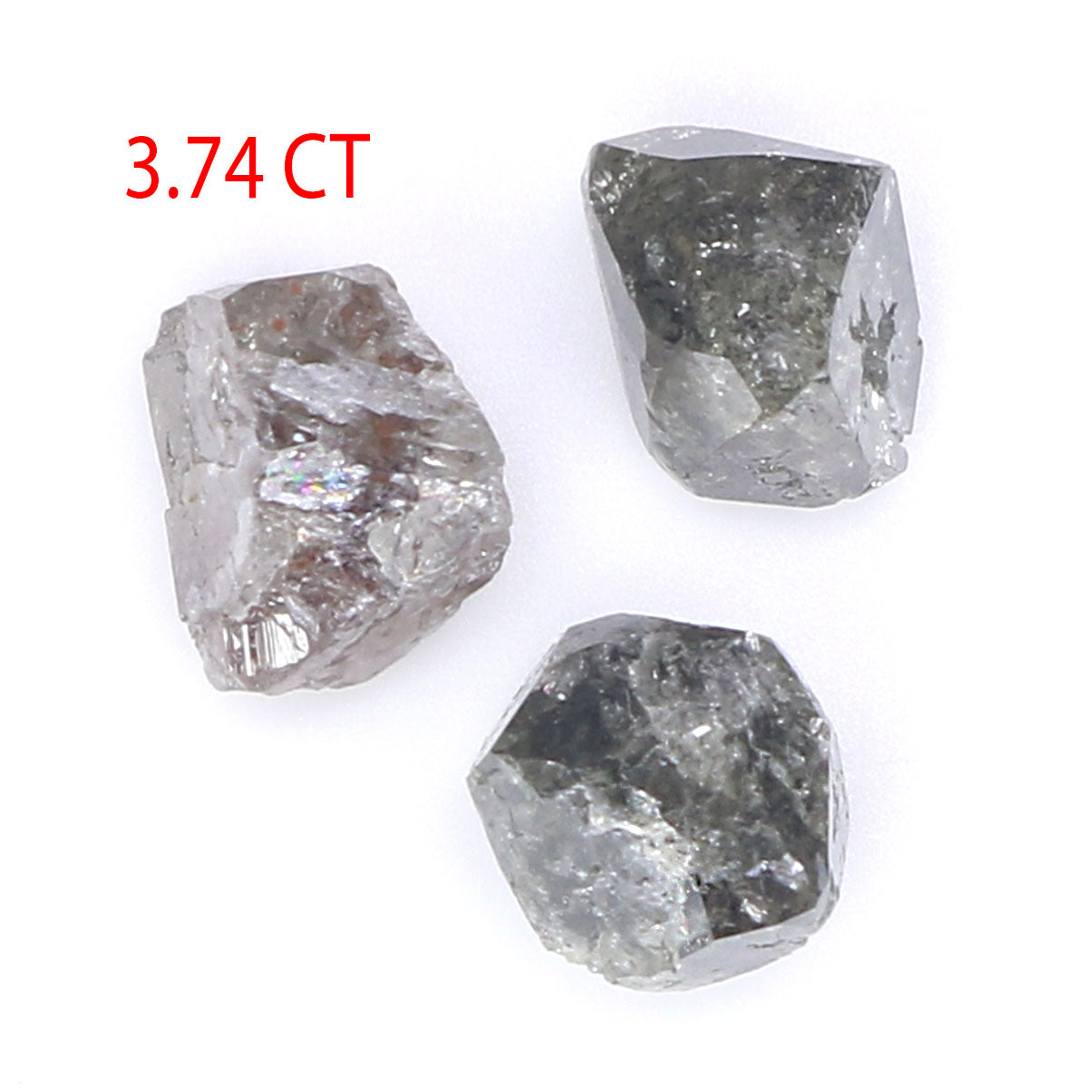 3.74 CT Natural Loose Rough Shape Diamond Salt And Pepper Rough Cut Diamond 5.85 MM Natural Black Grey Rough Irregular Cut Diamond KQ2528
