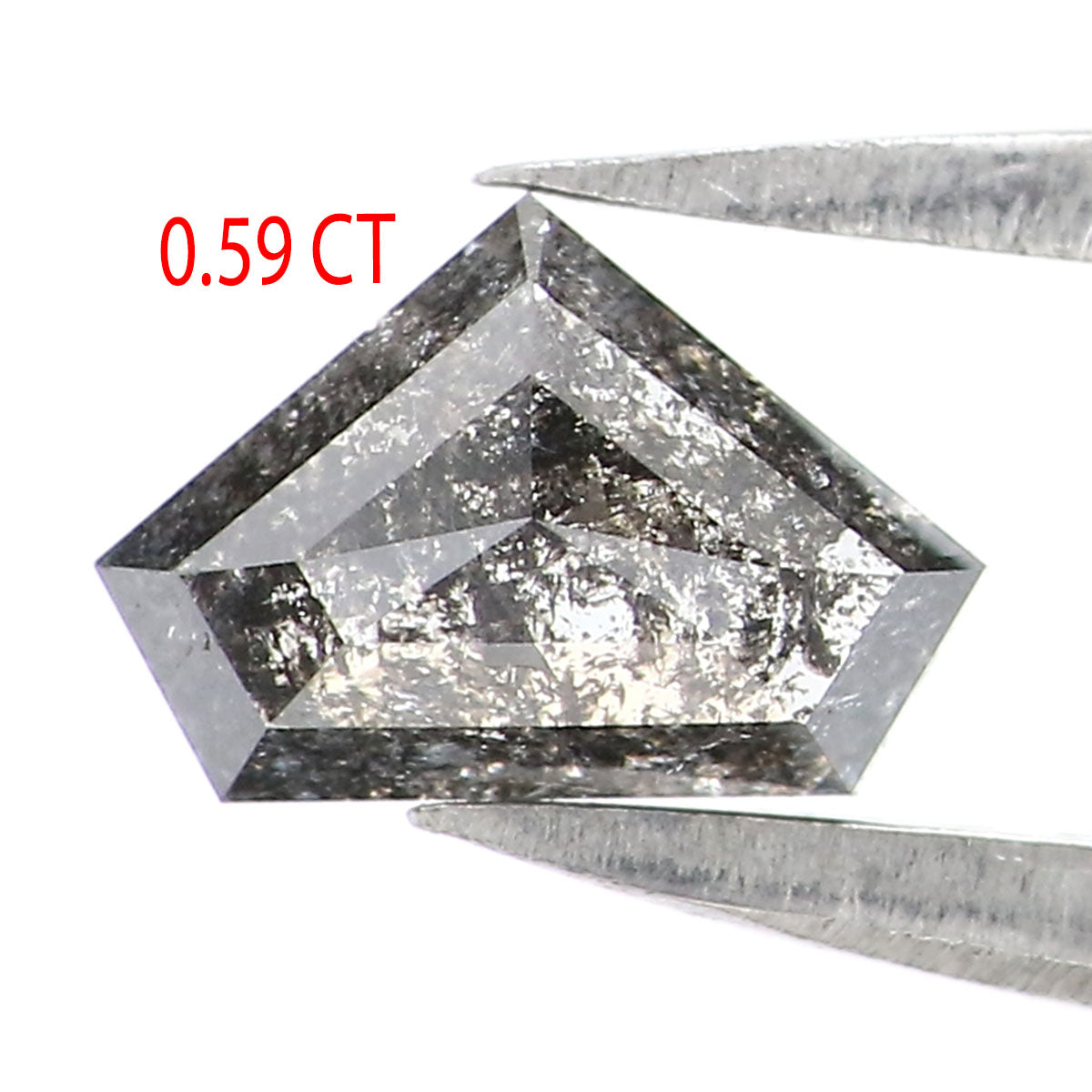 0.59 Ct Natural Loose Shield Shape Diamond Salt And Pepper Shield Cut Diamond 4.70 MM Black Gray Color Shield Shape Rose Cut Diamond LQ2482