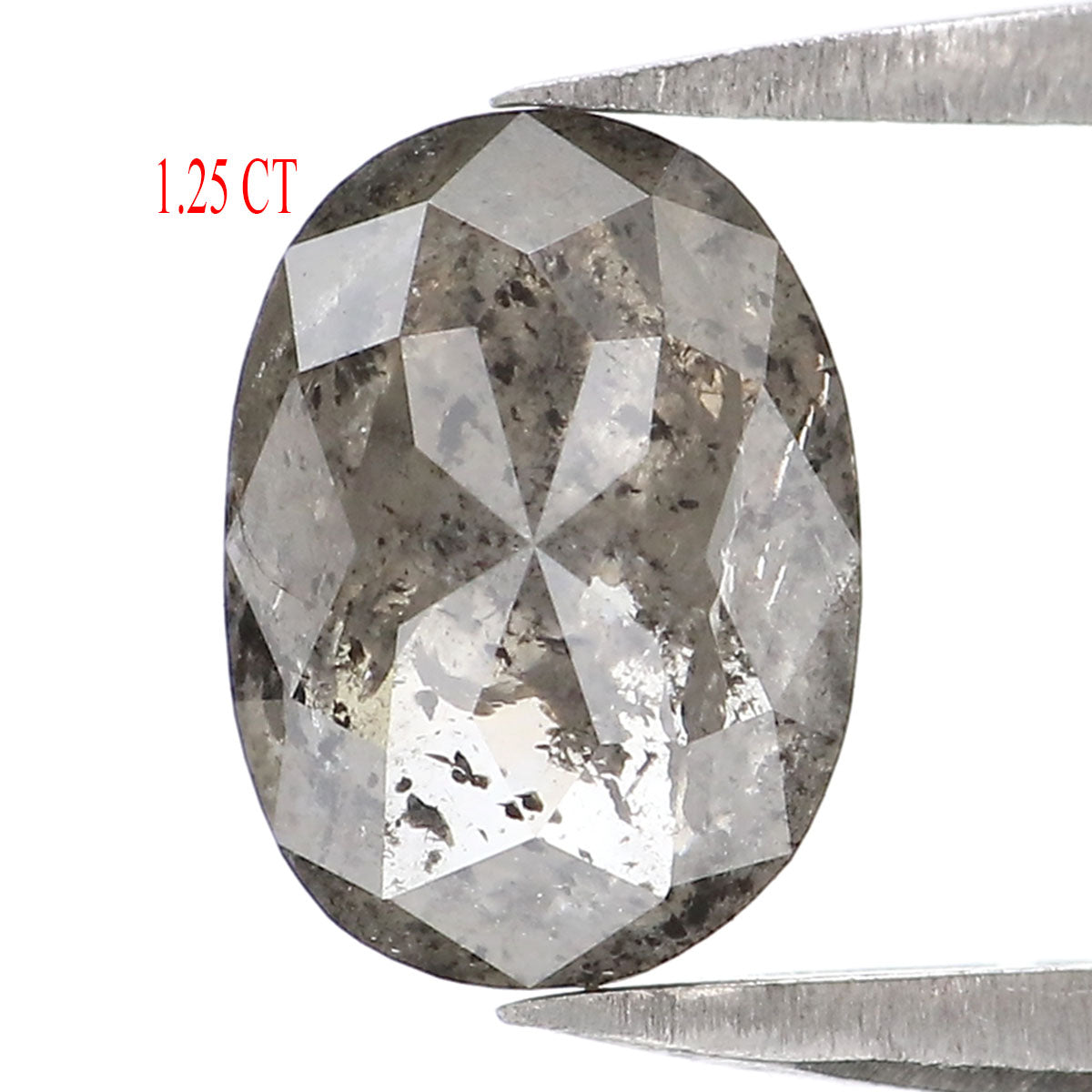 1.25 CT Natural Loose Oval Shape Diamond Salt And Pepper Oval Diamond 7.80 MM Natural Diamond Black Grey Color Oval Rose Cut Diamond LQ2206
