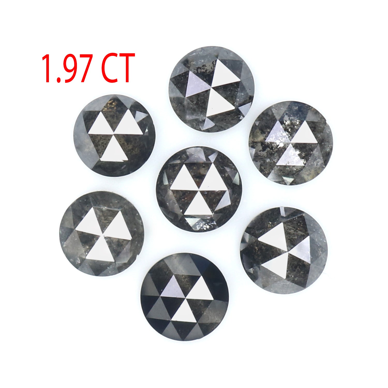 1.97 Ct Natural Loose Round Rose Cut Diamond Salt And Pepper Diamond 3.90 MM Natural Loose Black Grey Color Diamond Round Cut Diamond LQ2381
