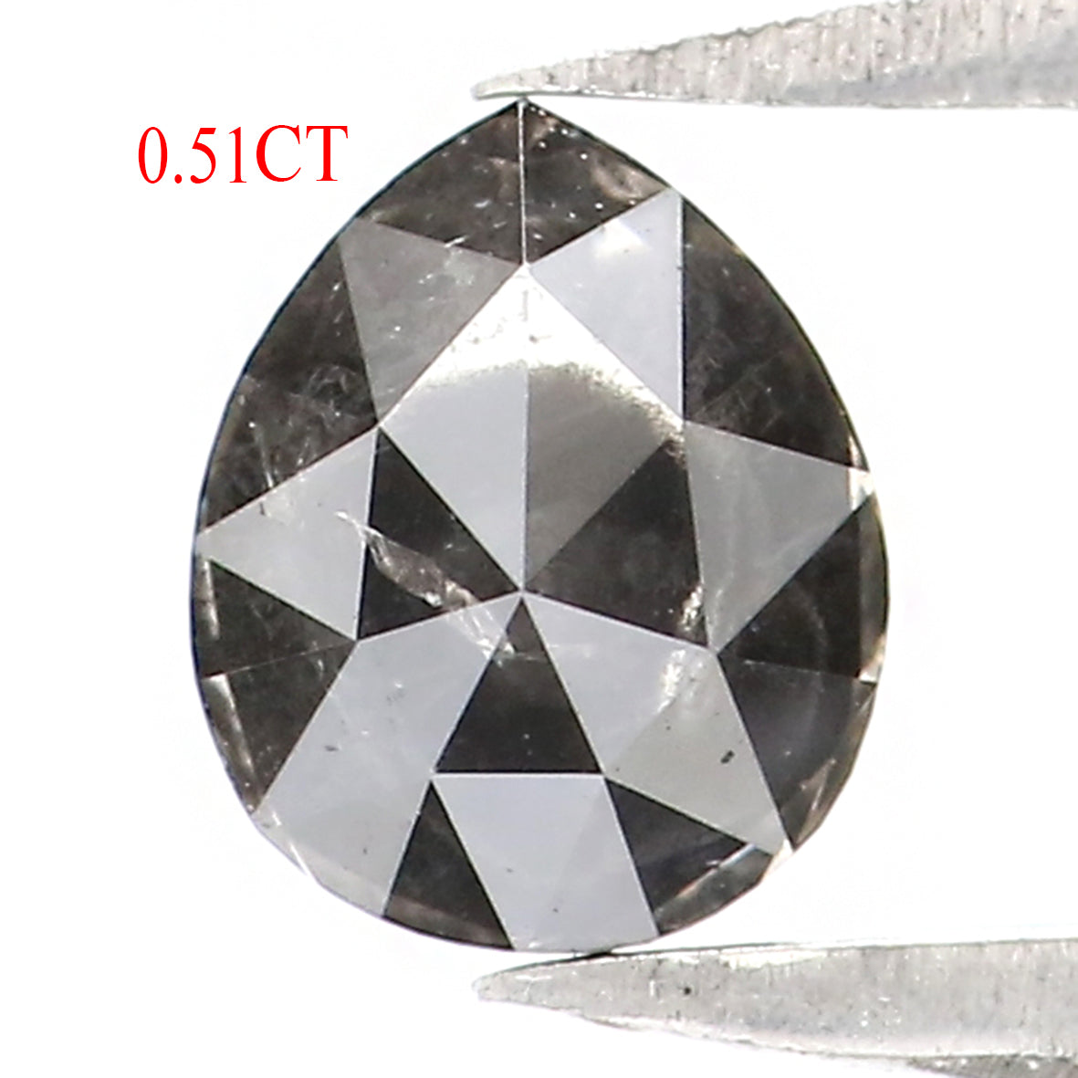 0.51 CT Natural Loose Pear Shape Diamond Salt And Pepper Pear Rose Cut Diamond 5.30 MM Black Grey Color Pear Shape Rose Cut Diamond KQ1979