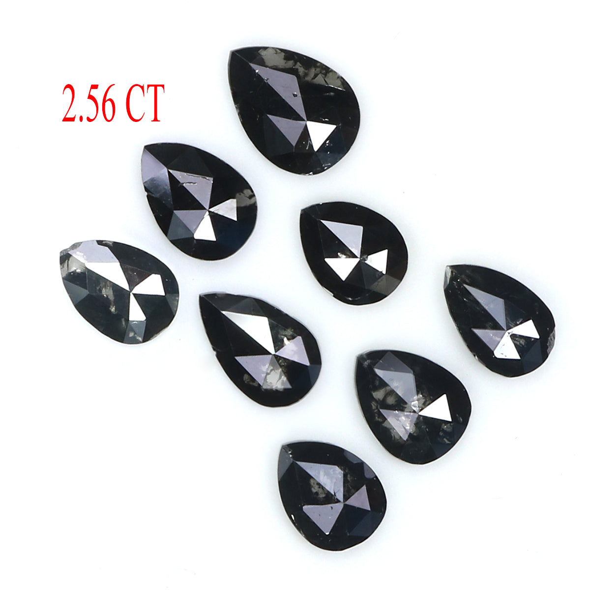 2.56 CT Natural Loose Pear Shape Diamond Black Color Pear Cut Diamond 5.20 MM Natural Loose Black Color Diamond Pear Rose Cut Diamond LQ1664