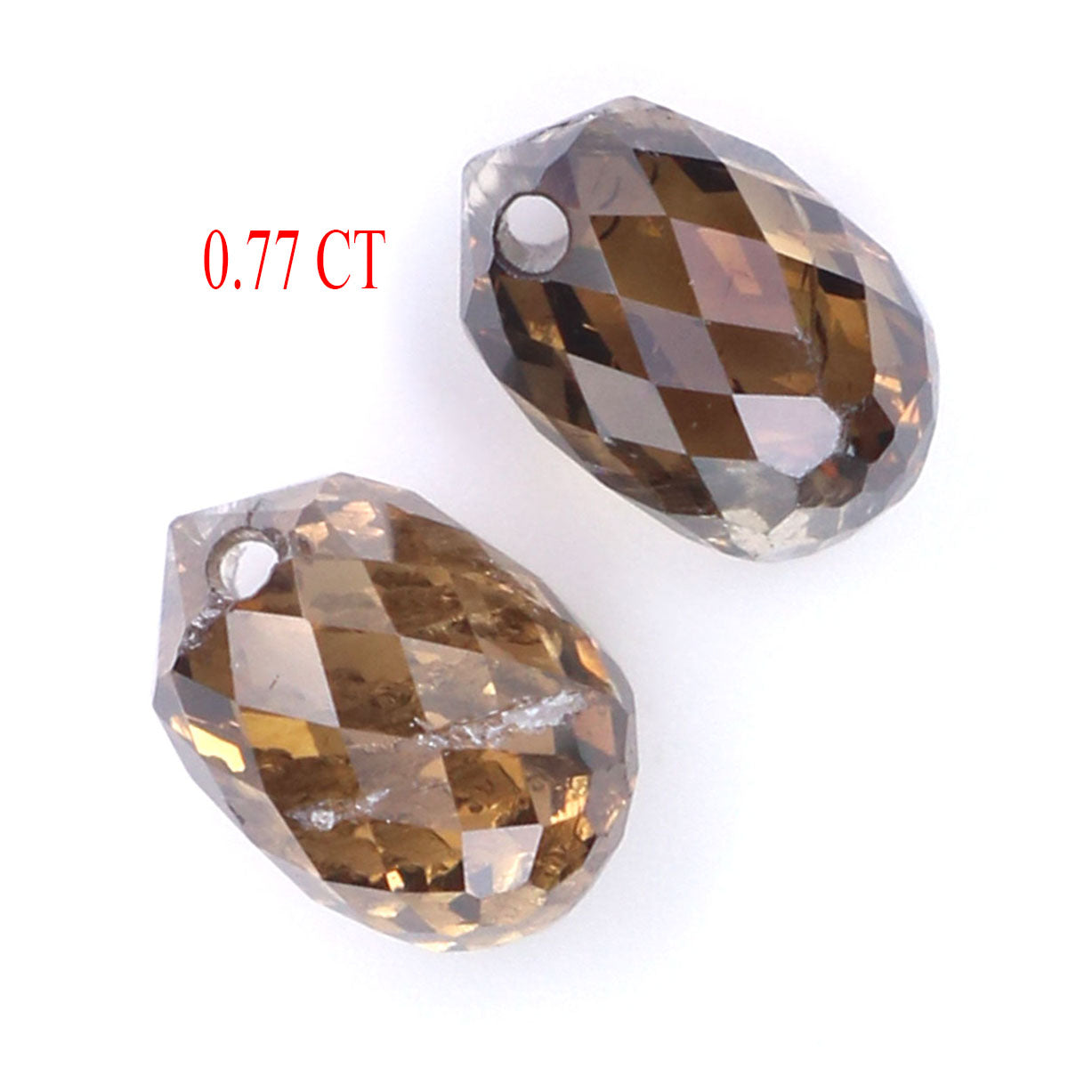 Natural Loose briolette Brown Color Diamond 0.77 CT 4.45 MM Drop Shape Rose Cut Diamond KR2254