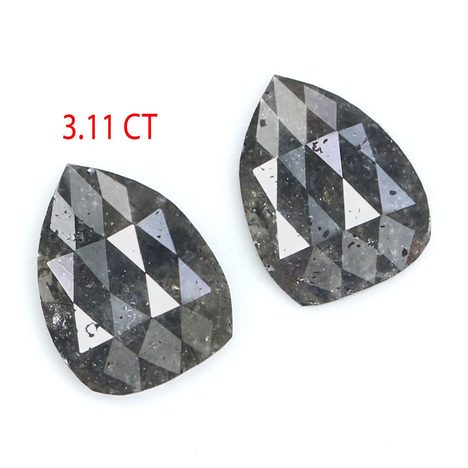 3.11 CT Natural Loose Pear Pair Diamond Grey Color Pear Cut Diamond 9.20 MM Natural Loose Pear Rose Cut Diamond Pear Cut Pair Diamond LQ6894