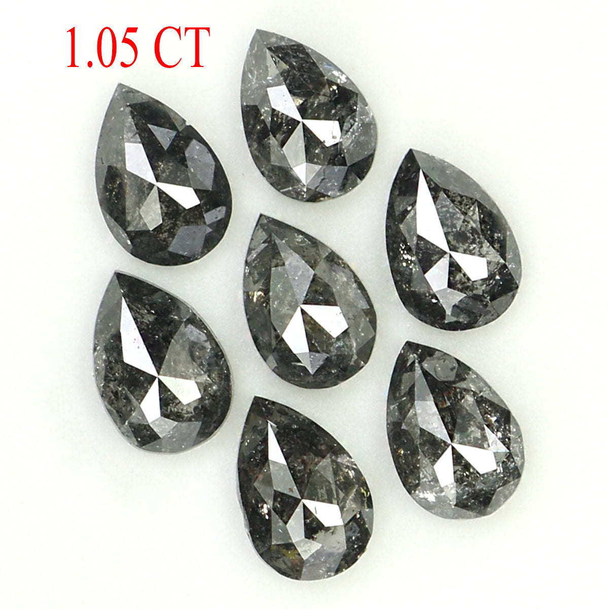1.05 CT Natural Loose Pear Shape Diamond Salt And Pepper Pear Rose Cut Diamond 3.15 MM Black Grey Color Pear Shape Rose Cut Diamond QL1278