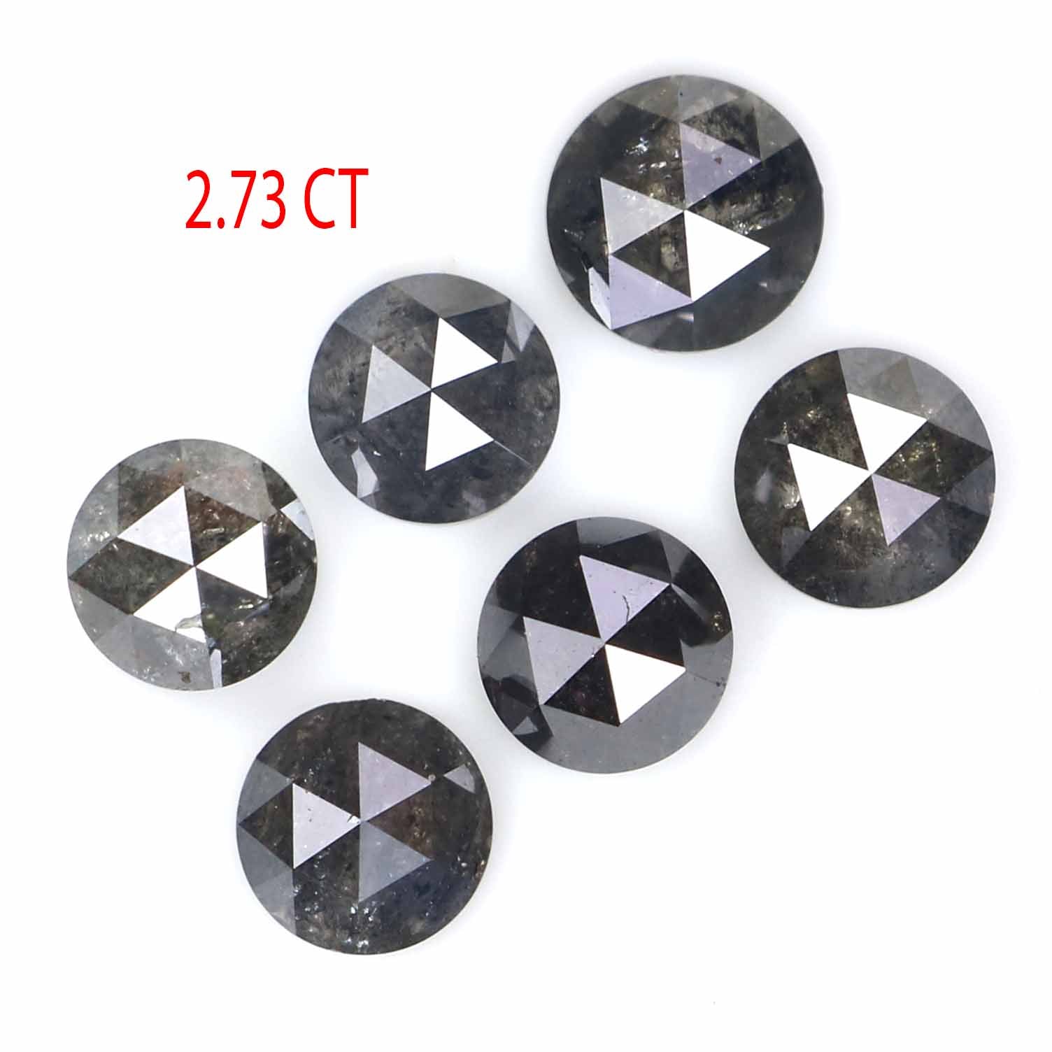 Natural Loose Rose Cut Salt And Pepper Diamond Black Grey Color 2.73 CT 4.50 MM Rose Cut Shape Diamond L2378