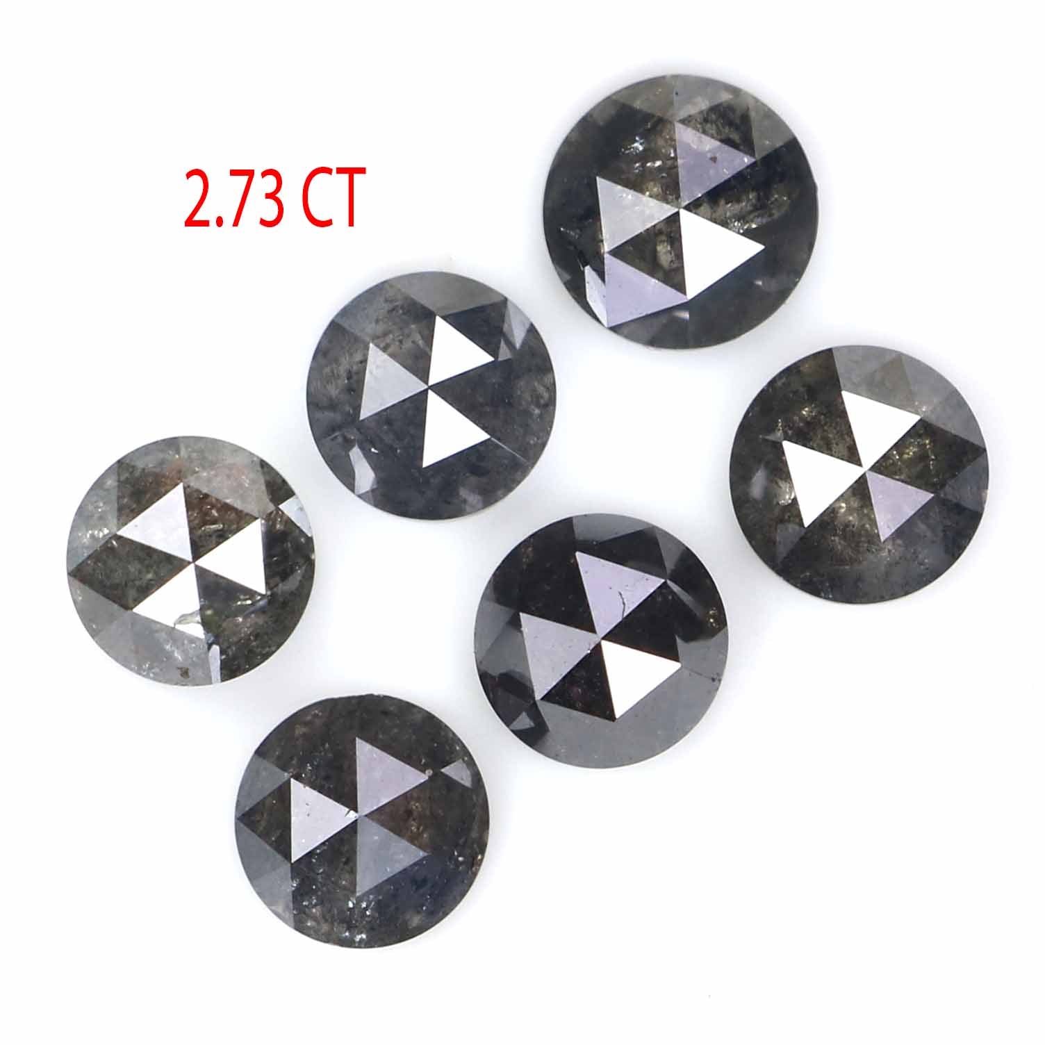 2.73 Ct Natural Loose Round Rose Cut Diamond Salt And Pepper Round Shape Diamond 4.50 MM Natural Black Grey Round Rose Cut Diamond LQ2378