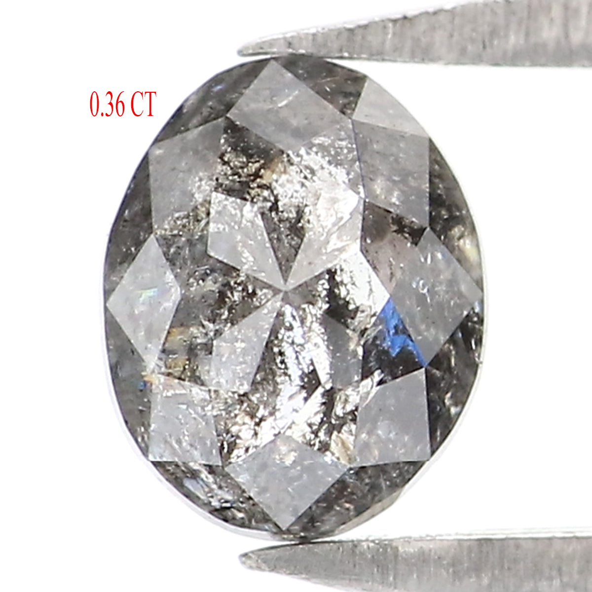 0.36 CT Natural Loose Oval Shape Diamond Salt And Pepper Oval Diamond 4.85 MM Natural Loose Black Grey Color Oval Rose Cut Diamond KQ2502
