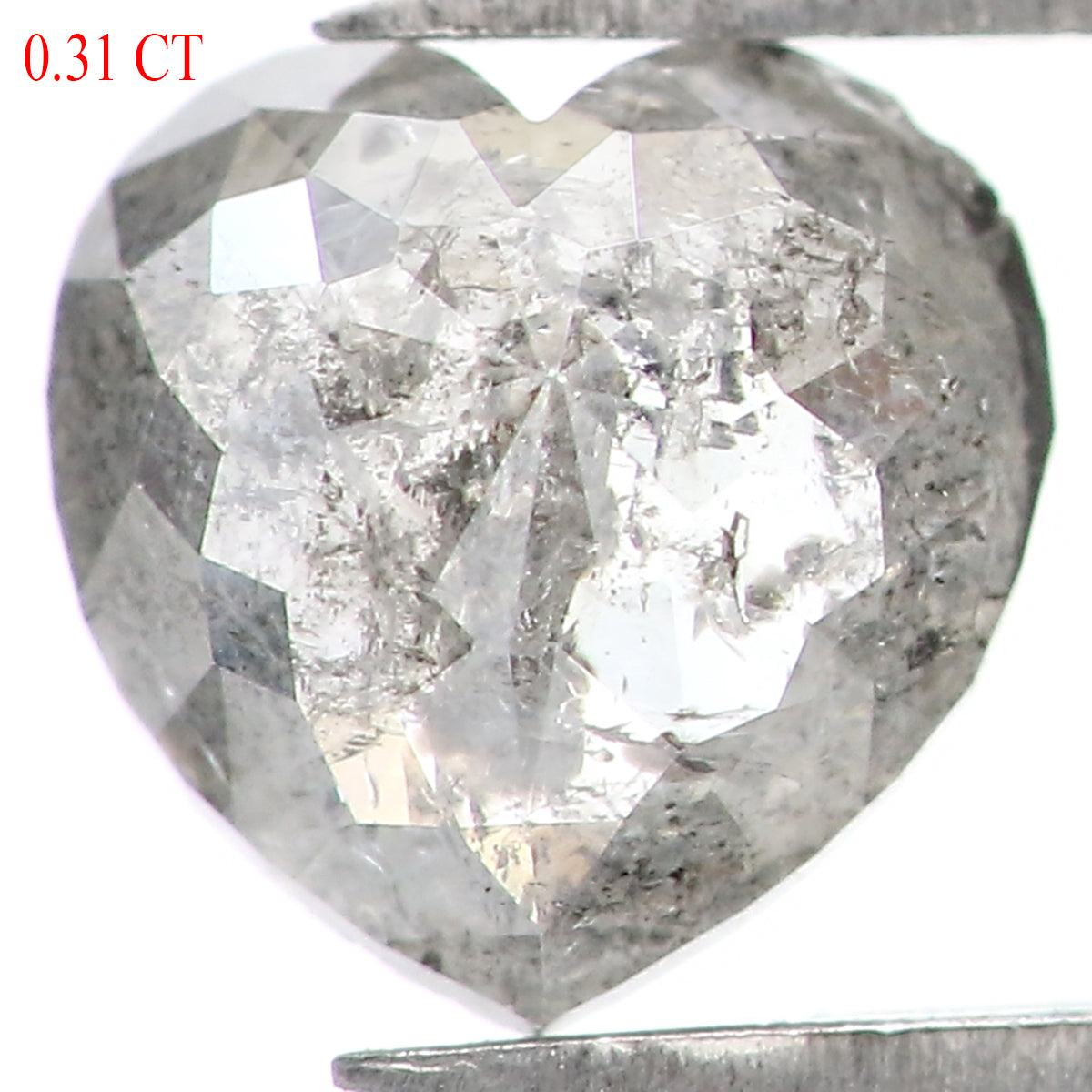 0.31 CT Natural Loose Heart Shape Diamond Salt And Pepper Heart Cut Diamond 4.65 MM Natural Black Grey Color Heart Rose Cut Diamond LQ1786