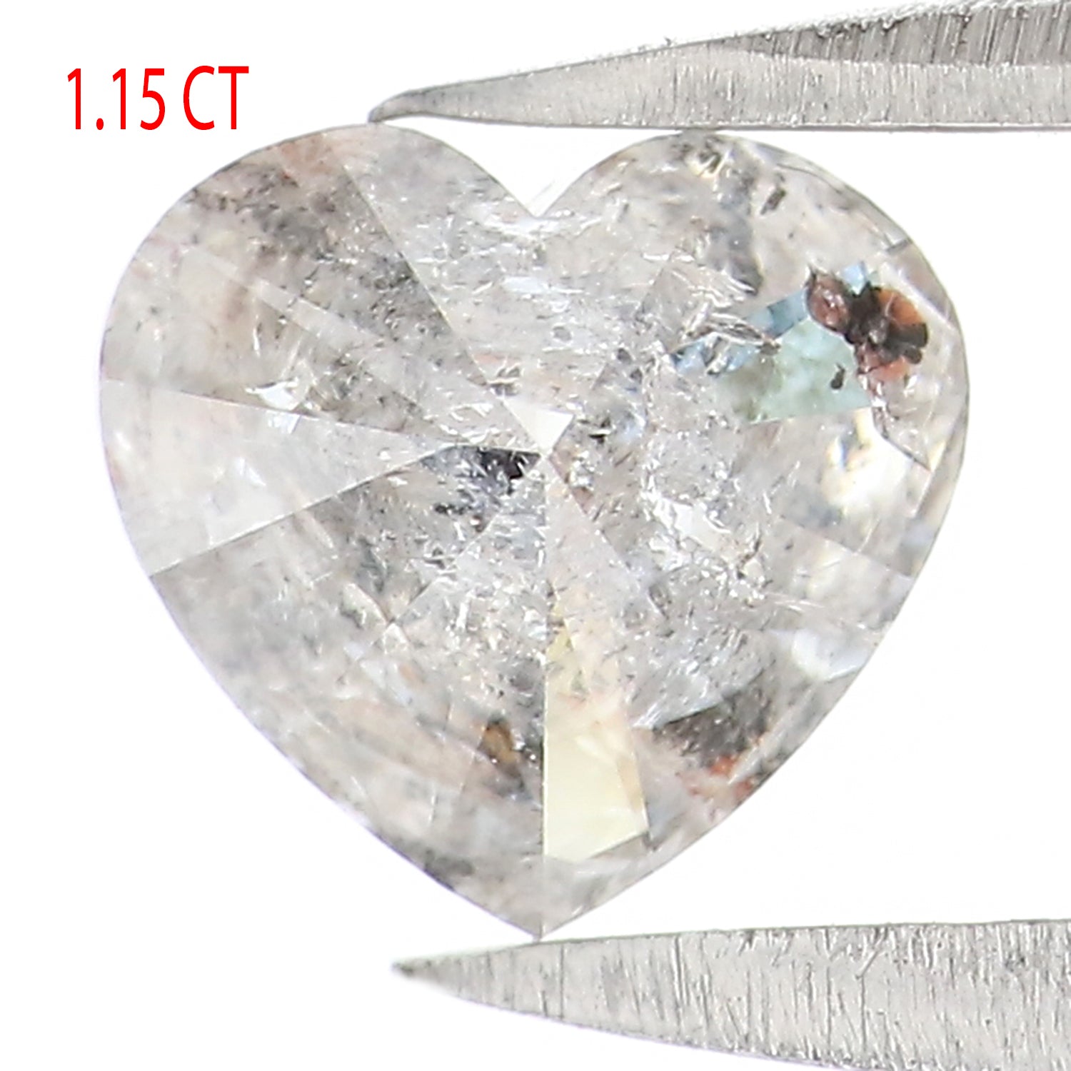 1.15 CT Natural Loose Heart Cut Diamond Salt And Pepper Heart Diamond 6.20 MM Natural Black Grey Diamond Heart Brilliant Cut Diamond QL2571