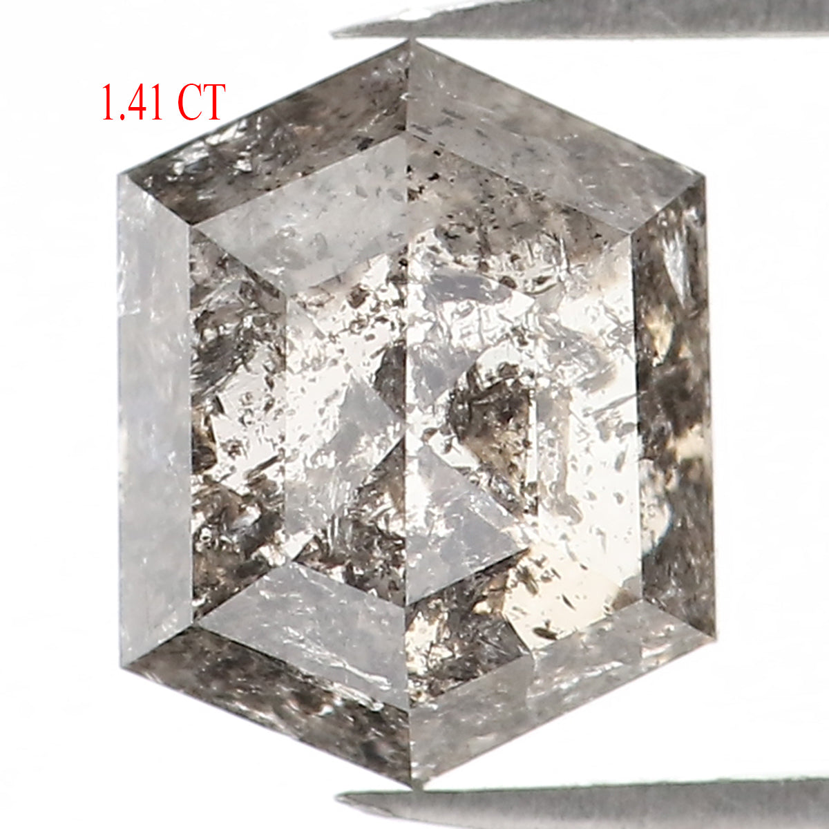1.41 CT Natural Loose Hexagon Shape Diamond Salt And Pepper Hexagon Diamond 7.50 MM Black Grey Color Hexagon Shape Rose Cut Diamond QL1262