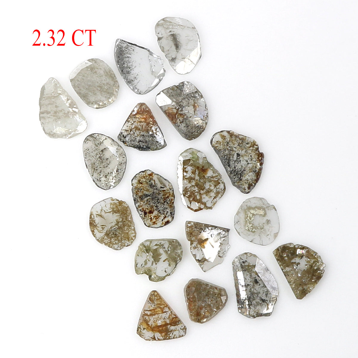 2.32 Ct Natural Loose Slice Shape Diamond Salt And Pepper Slice Cut Diamond 3.95 MM Natural Black Grey Diamond Irregular Cut Diamond KQ2450