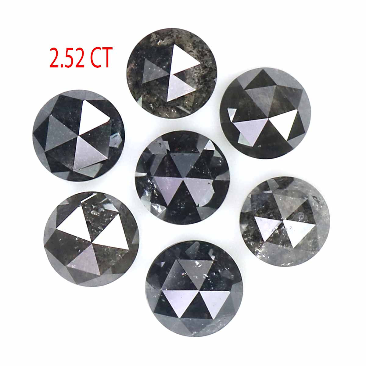 2.52 Ct Natural Loose Round Rose Cut Diamond Salt And Pepper Round Shape Diamond 4.20 MM Natural Black Grey Round Rose Cut Diamond LQ2377