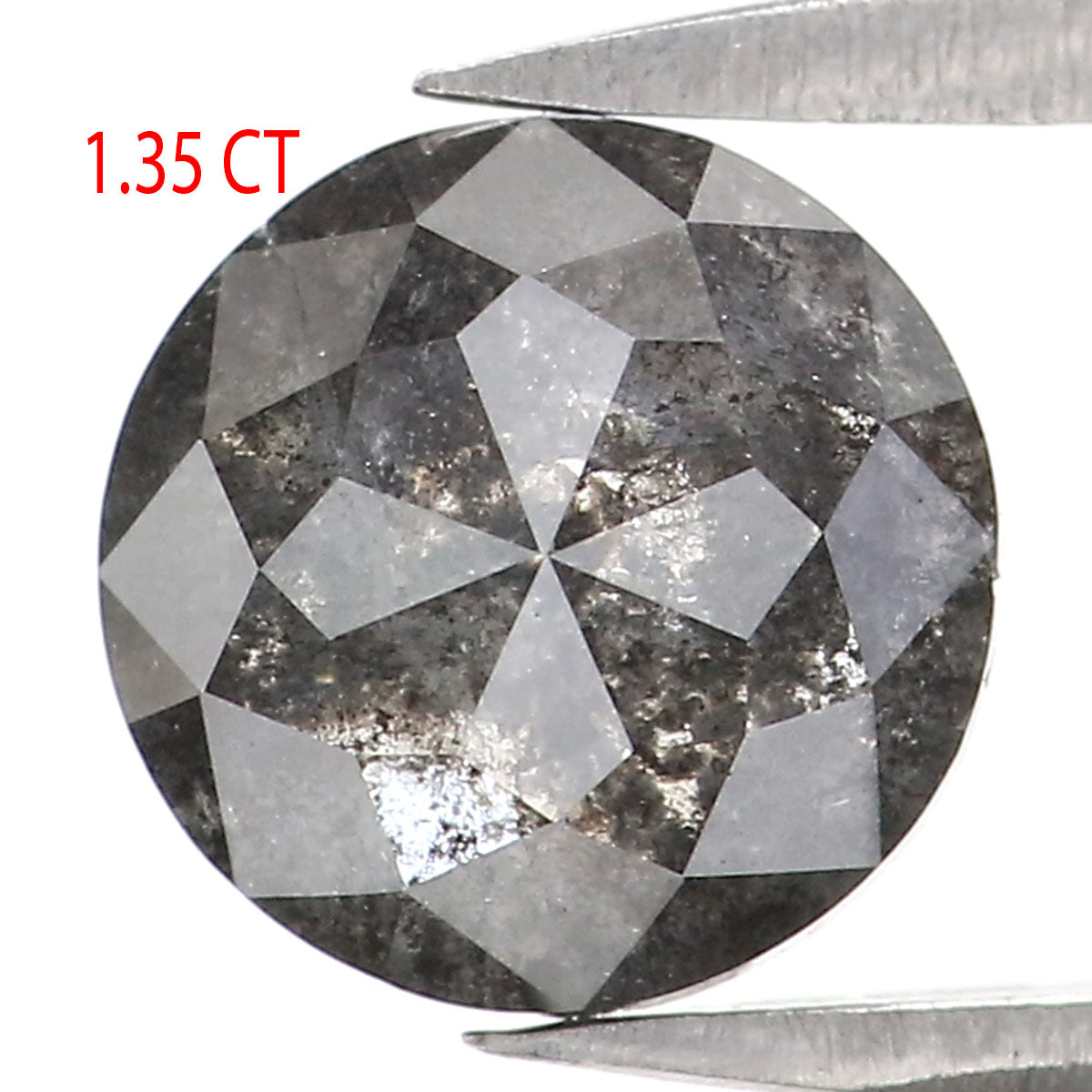 Natural Loose Round Rose Cut Salt And Pepper Diamond Black Grey Color 1.35 CT 6.85 MM Rose Cut Shape Diamond L827