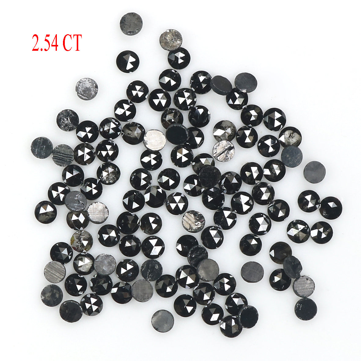 2.54 CT Natural Loose Round Rose Cut Diamond Black Color Round Shape Diamond 1.80 MM Natural Loose Black Color Round Rose Cut Diamond LQ1869