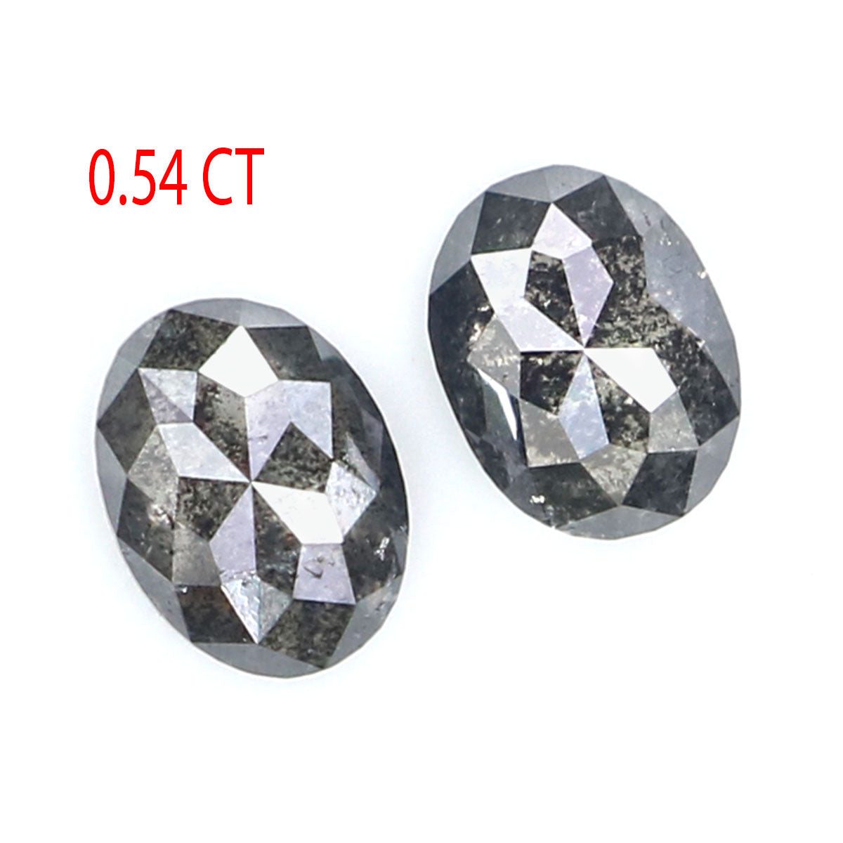 0.54 CT Natural Loose Oval Cut Pair Diamond Salt And Pepper Oval Shape Diamond 4.80 MM Natural Loose Black Grey Oval Rose Cut Diamond LQ2448