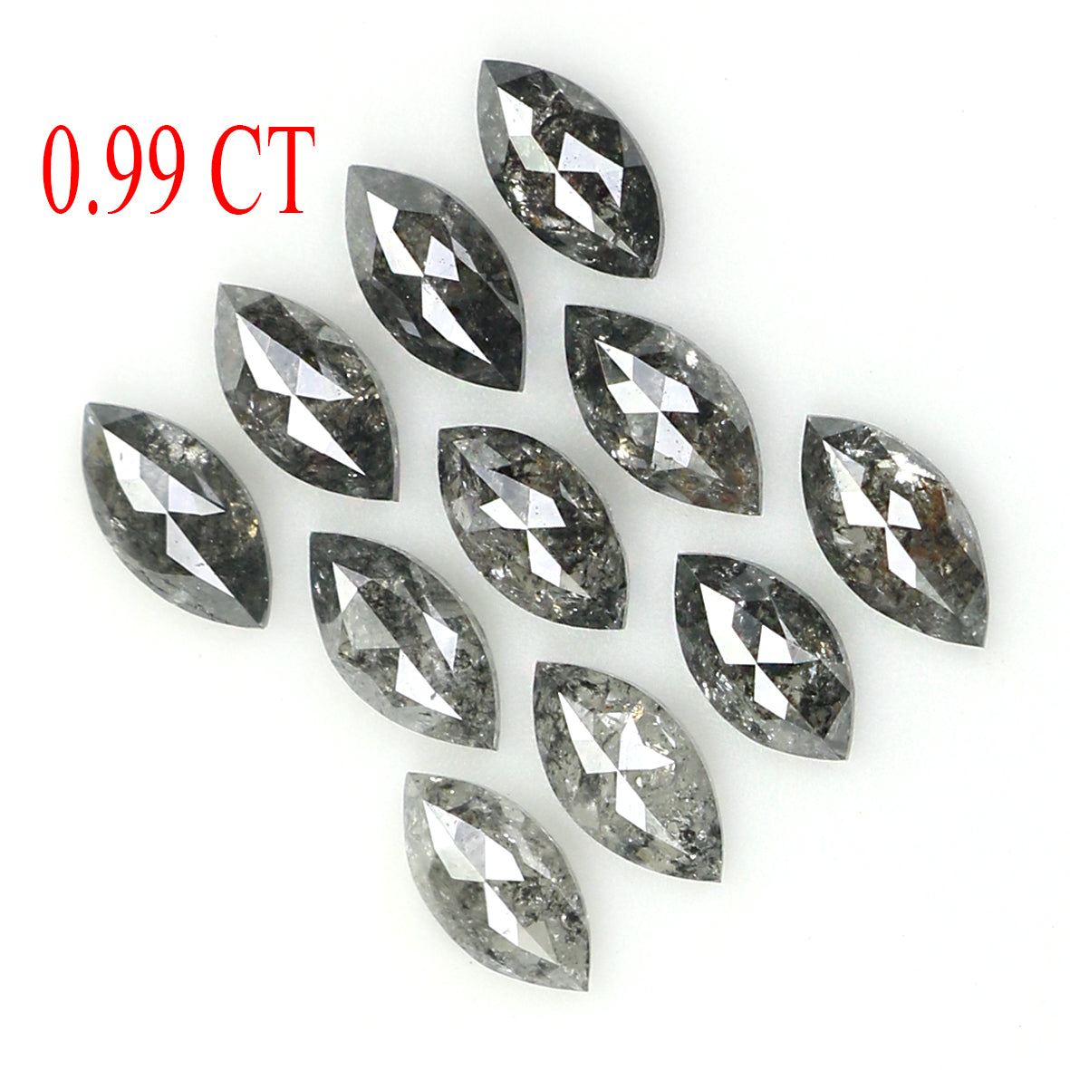 Natural Loose Marquise Salt And Pepper Diamond Black Grey Color 0.99 CT 3.90 MM Marquise Shape Rose Cut Diamond KDL1348